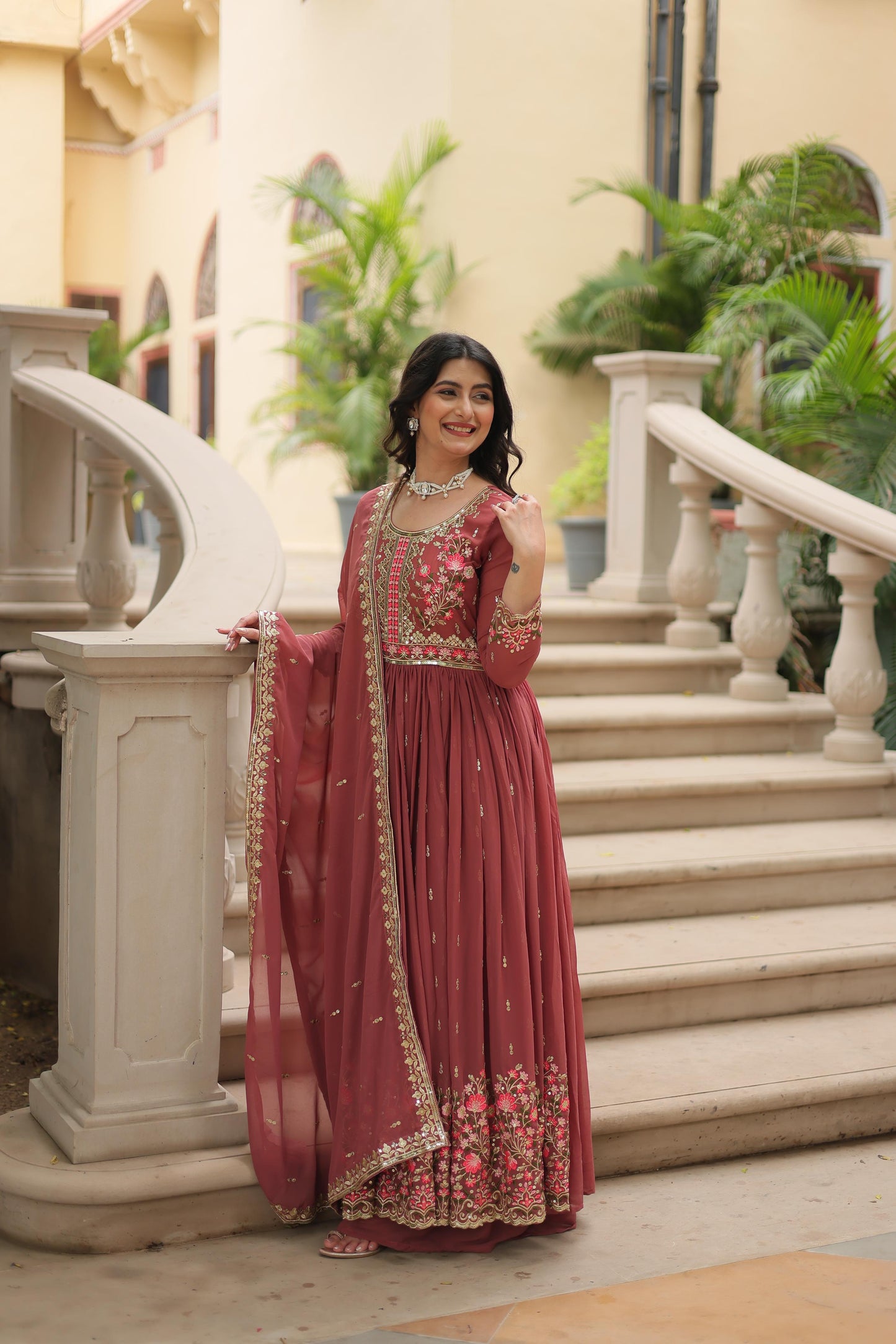 Light Purple Georgette with Rich Sequins Embroidered work