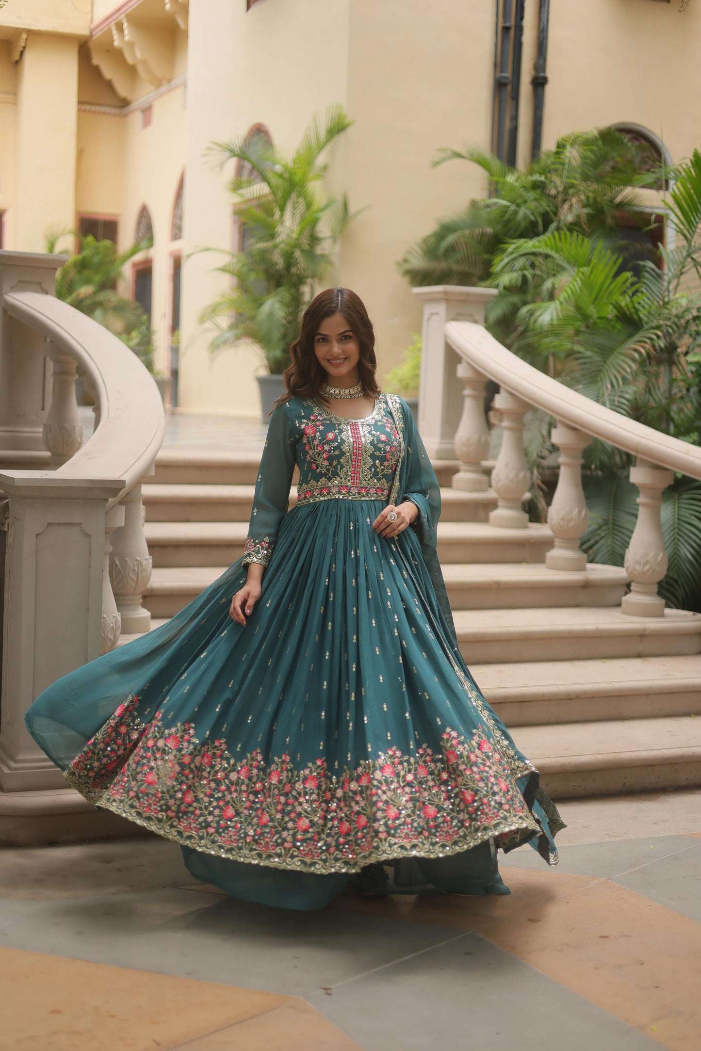 Light Purple Georgette with Rich Sequins Embroidered work