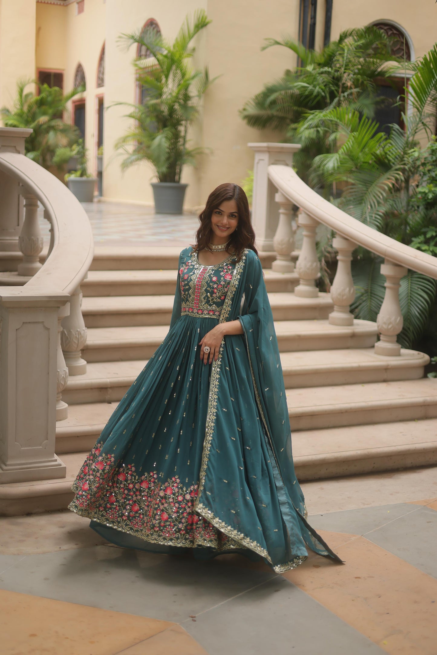 Light Purple Georgette with Rich Sequins Embroidered work