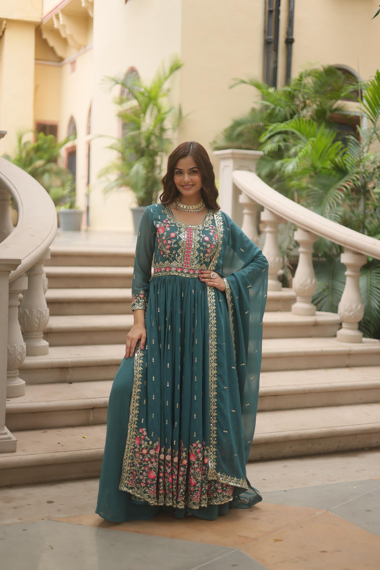 Light Purple Georgette with Rich Sequins Embroidered work
