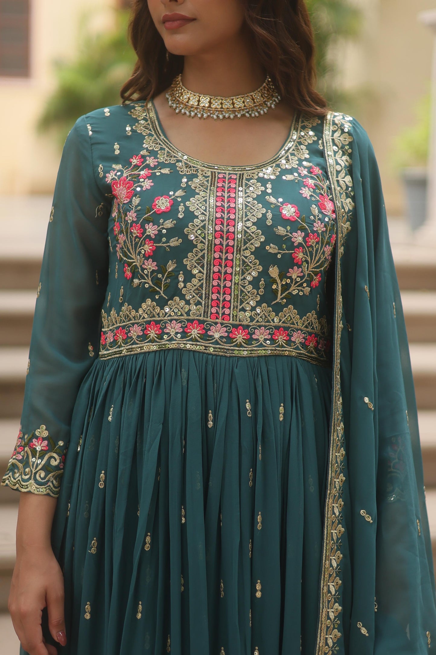 Light Purple Georgette with Rich Sequins Embroidered work