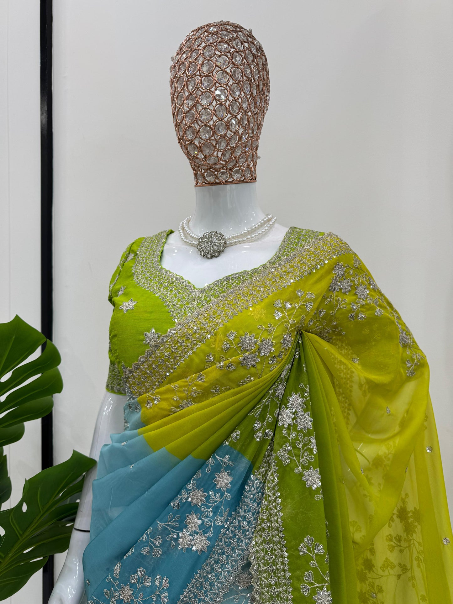 Sky & Noen Tibby Silk Thread & Sequins Saree