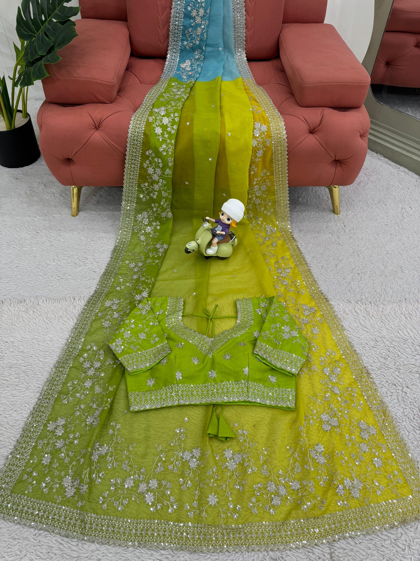 Sky & Noen Tibby Silk Thread & Sequins Saree