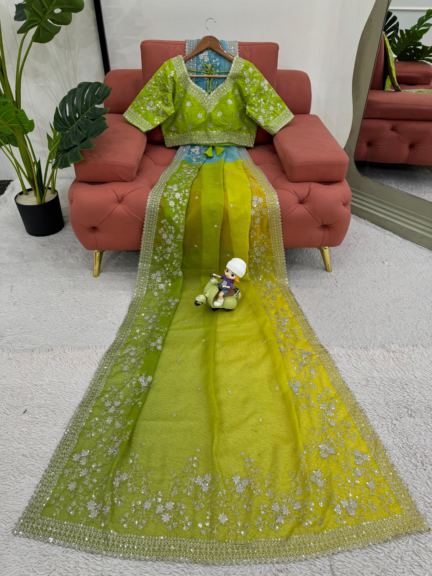Sky & Noen Tibby Silk Thread & Sequins Saree