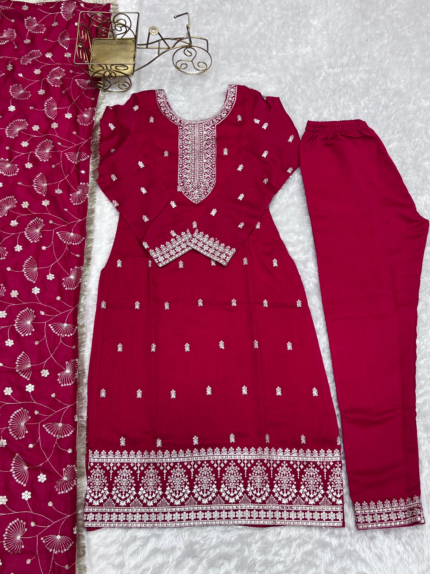 Pink Rangoli Silk 3pc Kurta Set