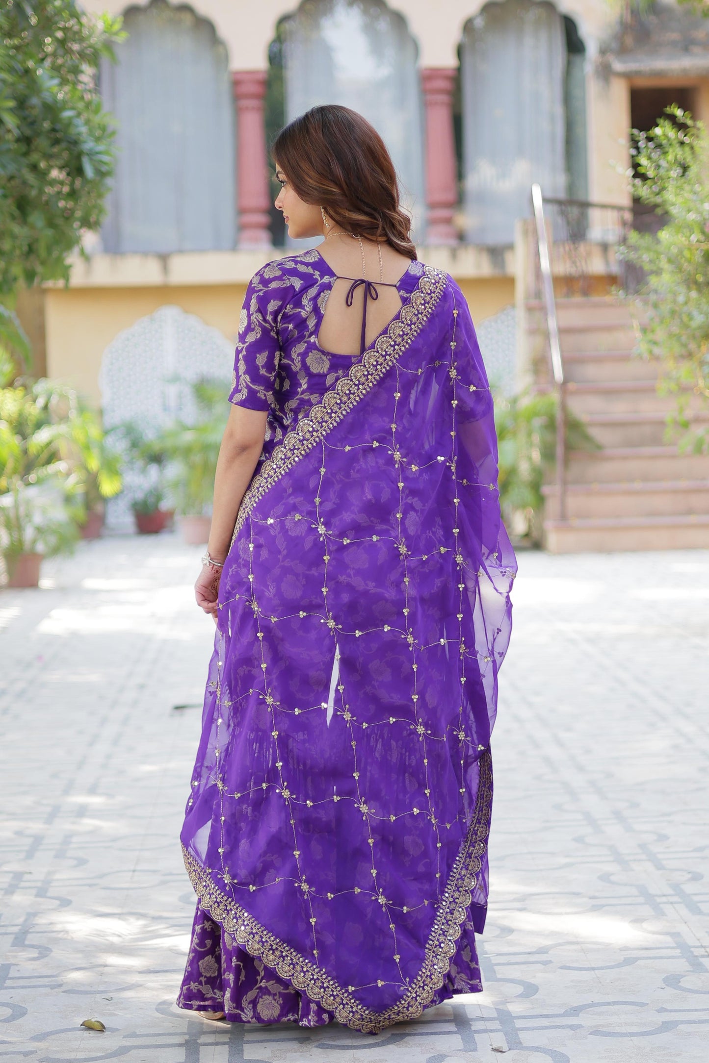 Rani Viscose Georgette Jacquard Gharara Suit With Dupatta