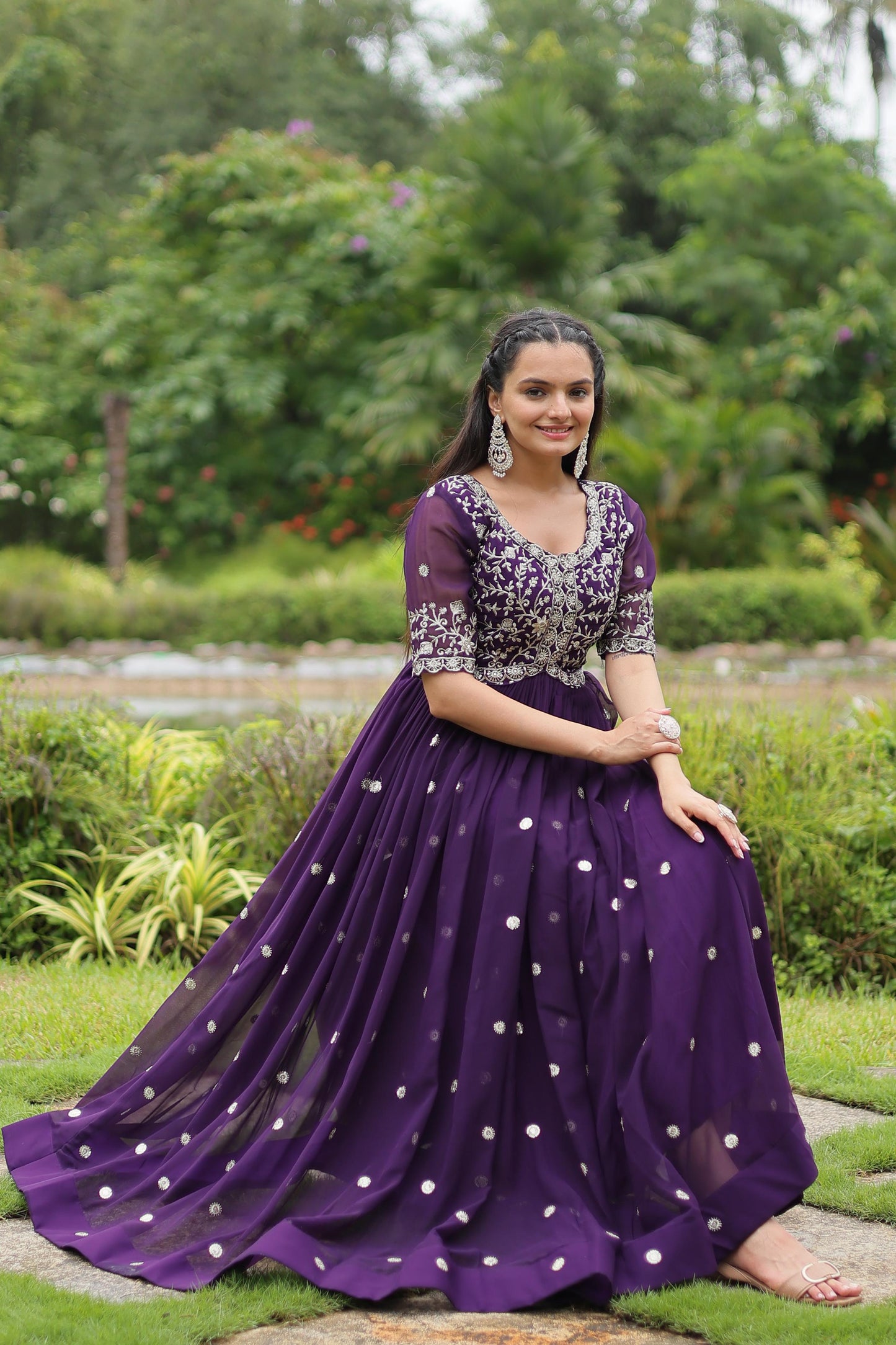Maroon Embroidery Zari and Sequins work Gown