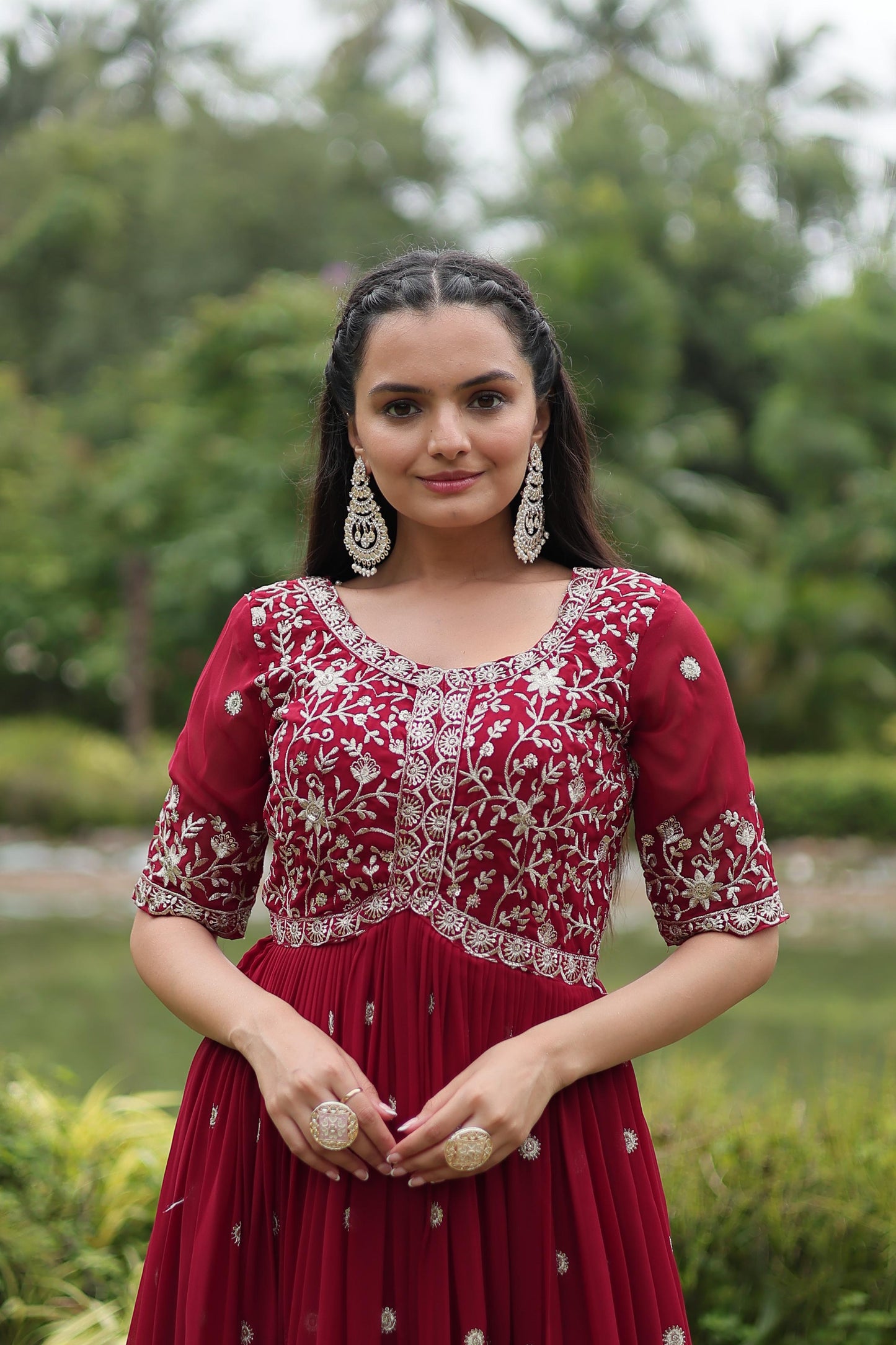 Maroon Embroidery Zari and Sequins work Gown