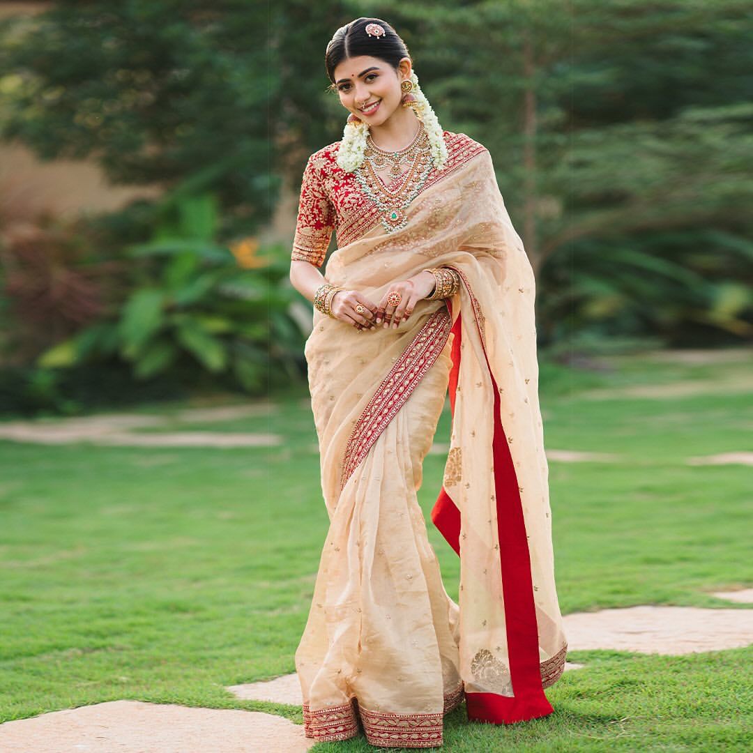 Heavy Soft Organza Dori Embroidery Work Saree