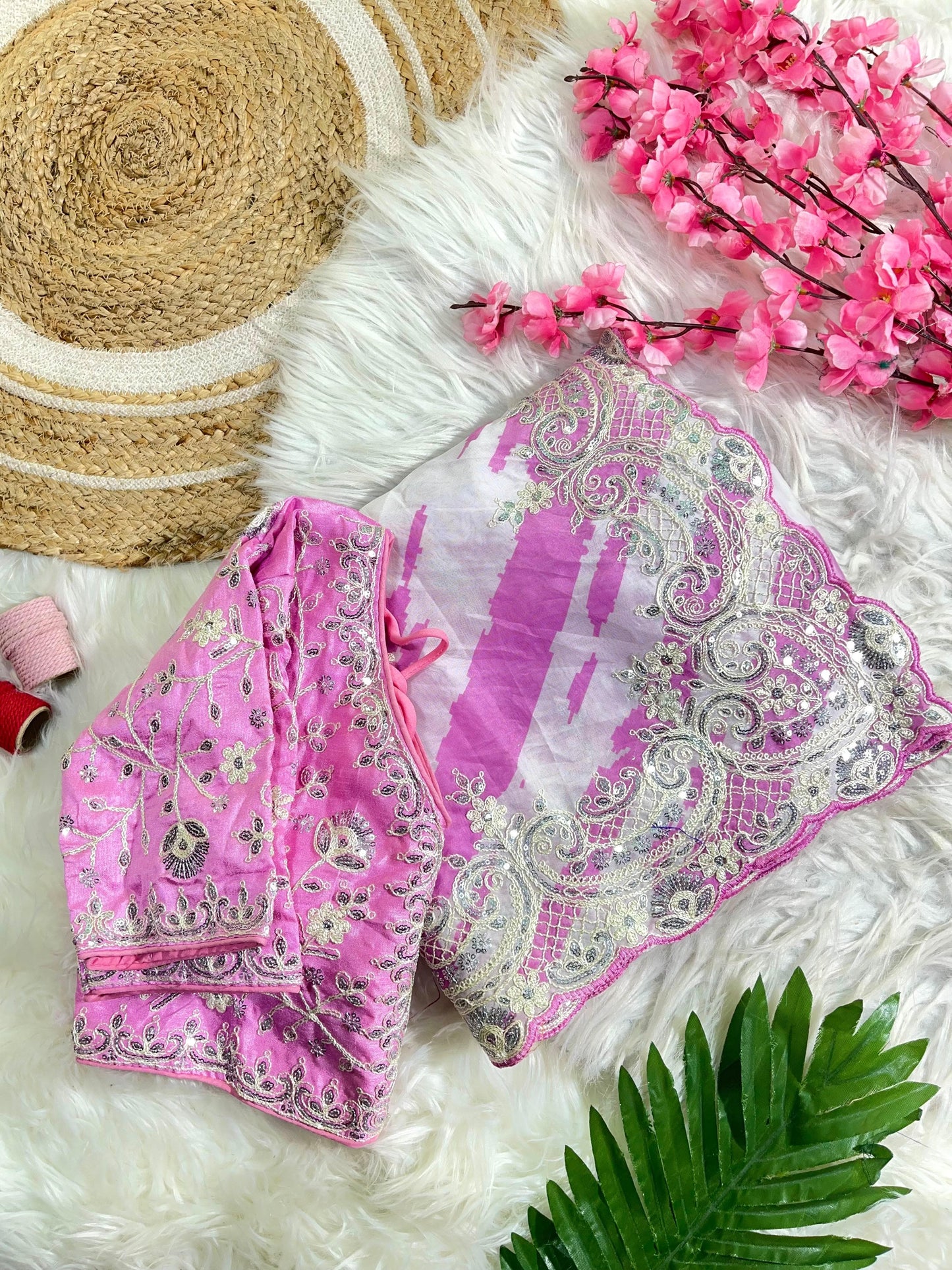 Rani -Pink Soft Rangoli Silk With Lehariya Digital Prints Saree
