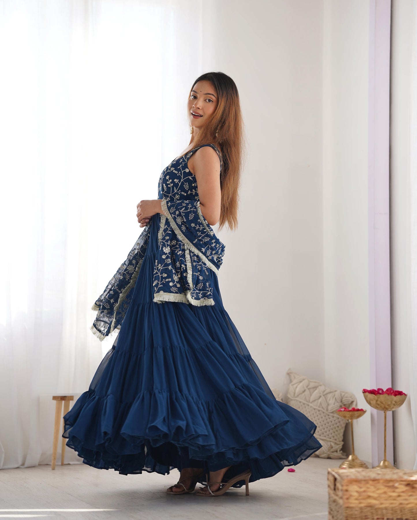 Tealblue Heavy Pure Soft Fox Georgette 3pc Kurta Set