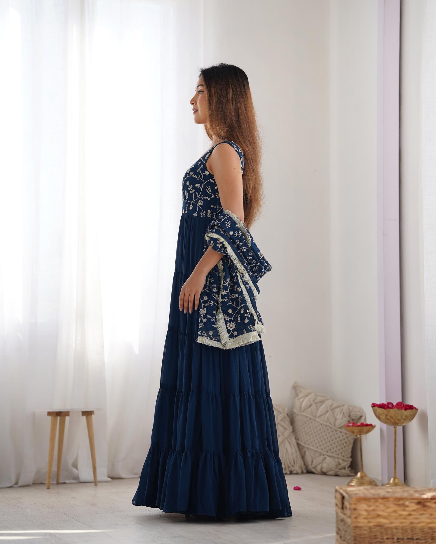 Tealblue Heavy Pure Soft Fox Georgette 3pc Kurta Set