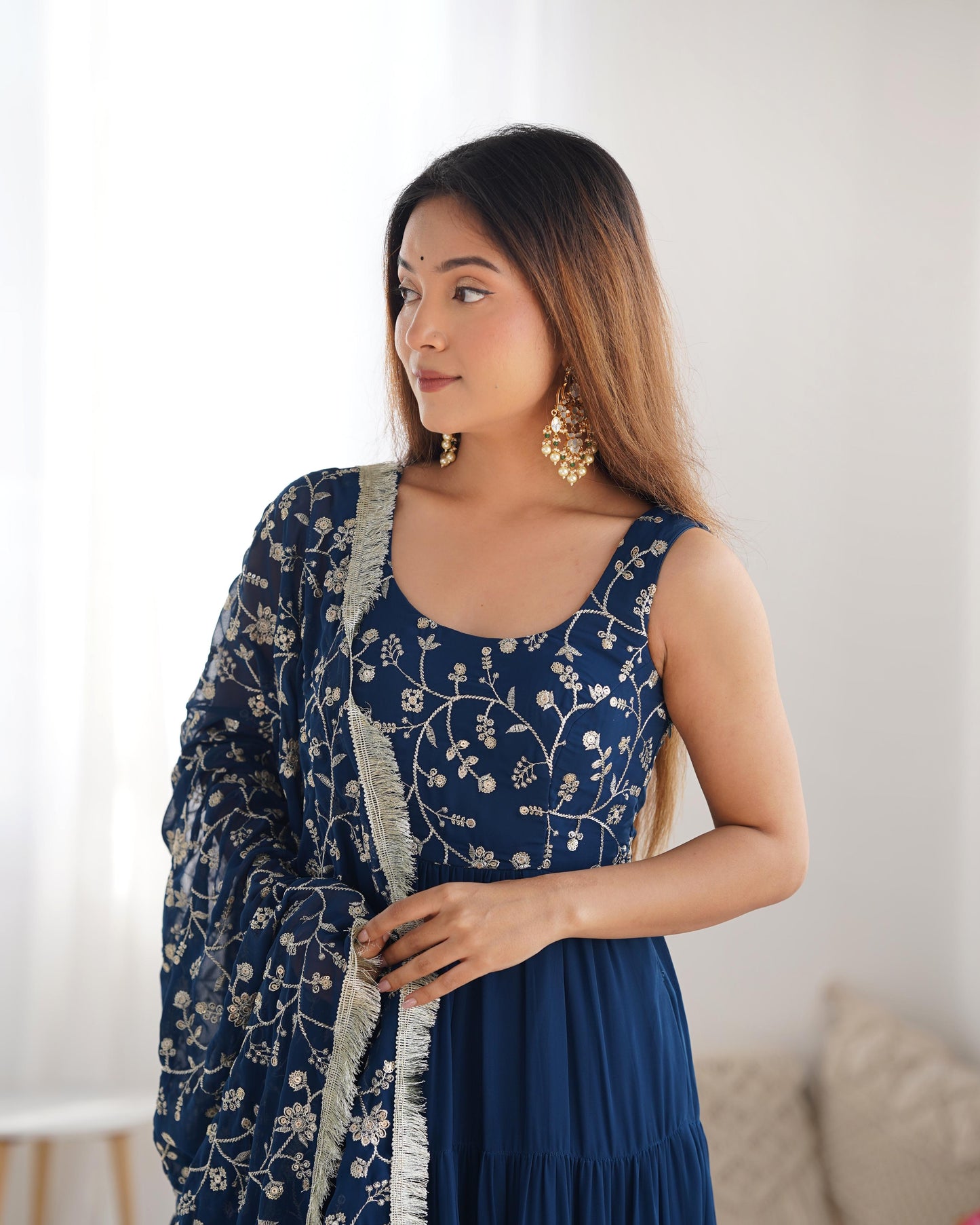 Tealblue Heavy Pure Soft Fox Georgette 3pc Kurta Set