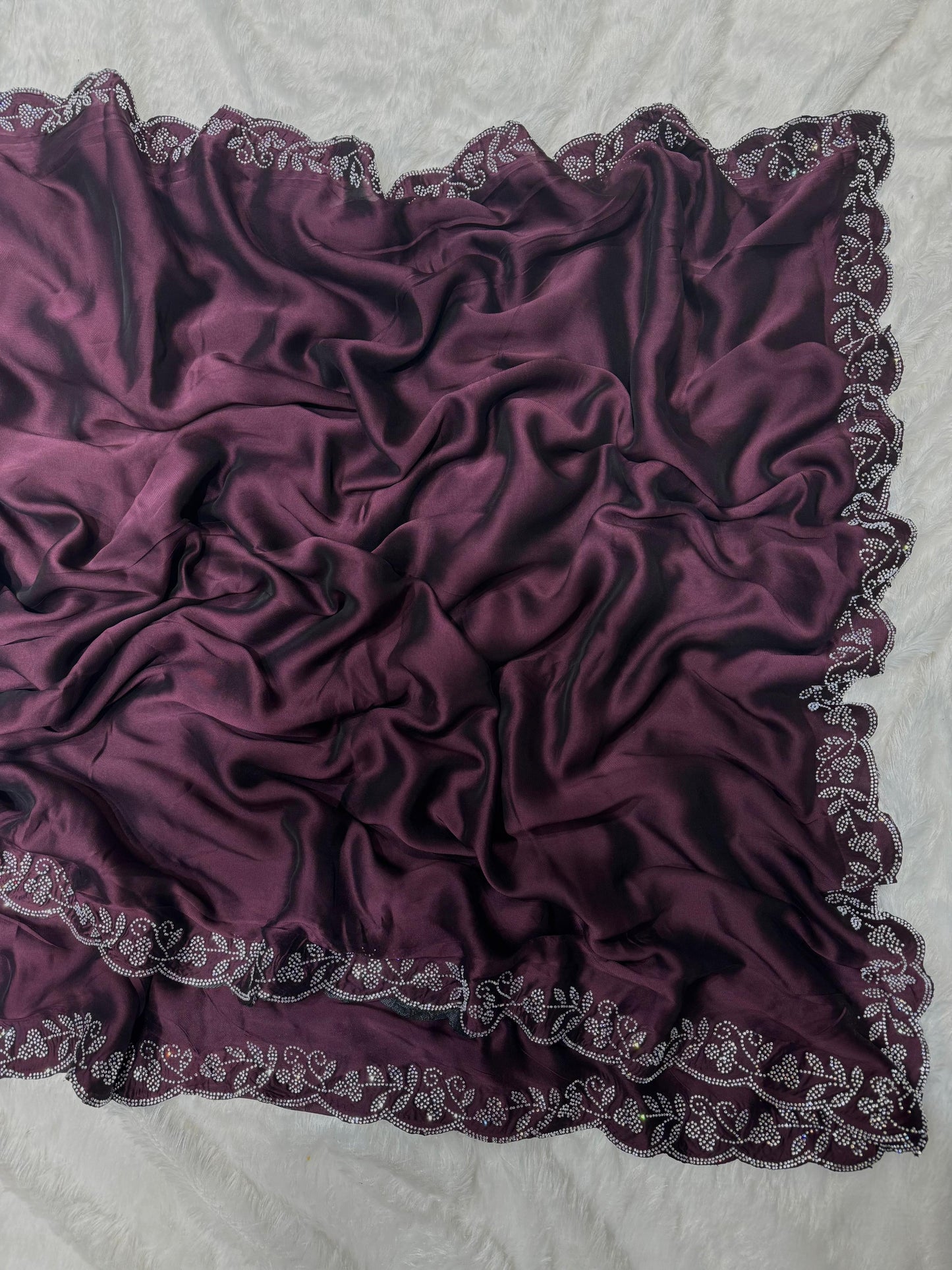 Wine Color Rangoli Silk With Beautiful Seroski Diamonds Saree