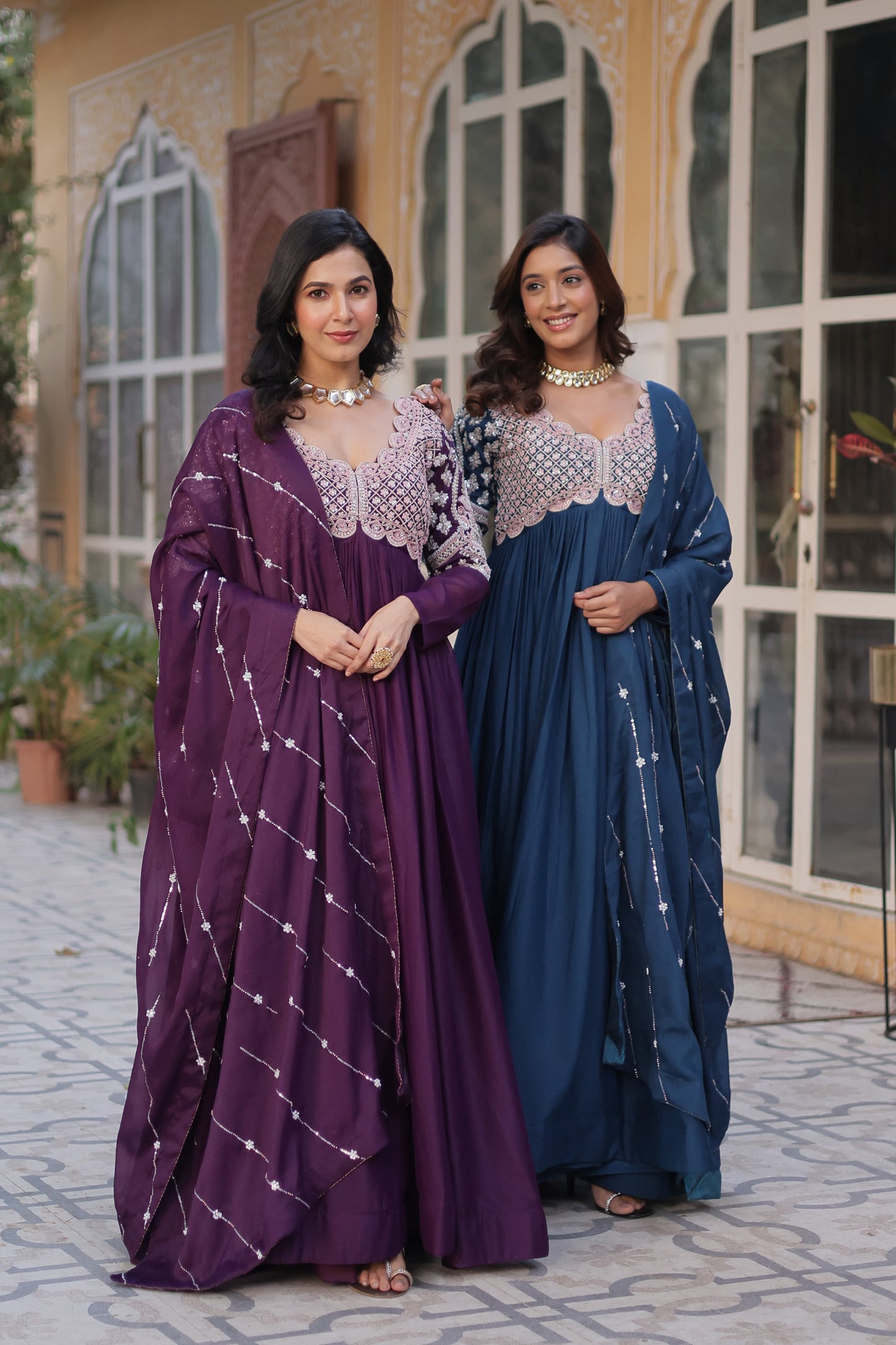 Rama Color Star Georgette With Sequins Work Gown With Dupttta