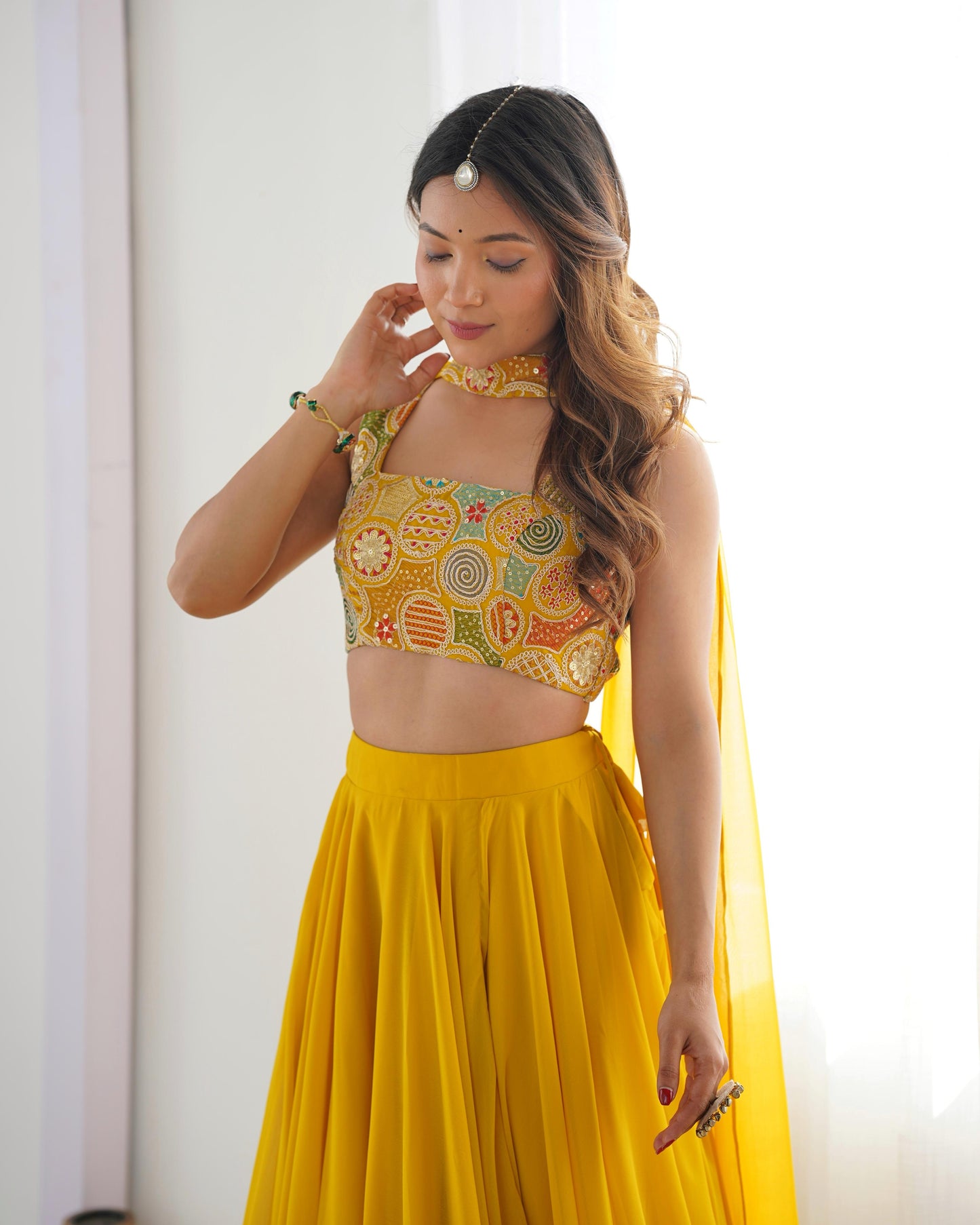Yellow Pure Soft Fox Georgette Blooming Lehenga Choli