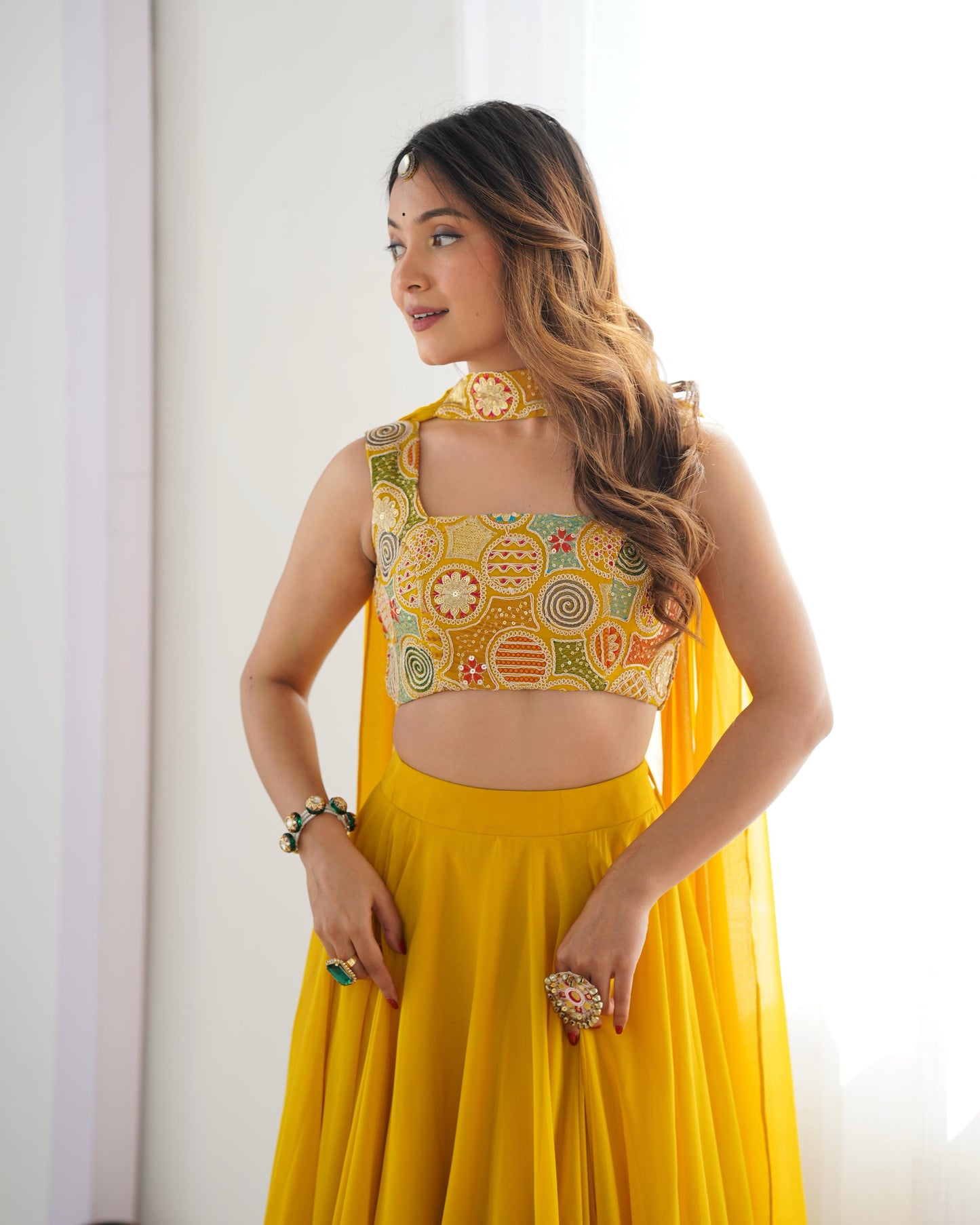 Yellow Pure Soft Fox Georgette Blooming Lehenga Choli