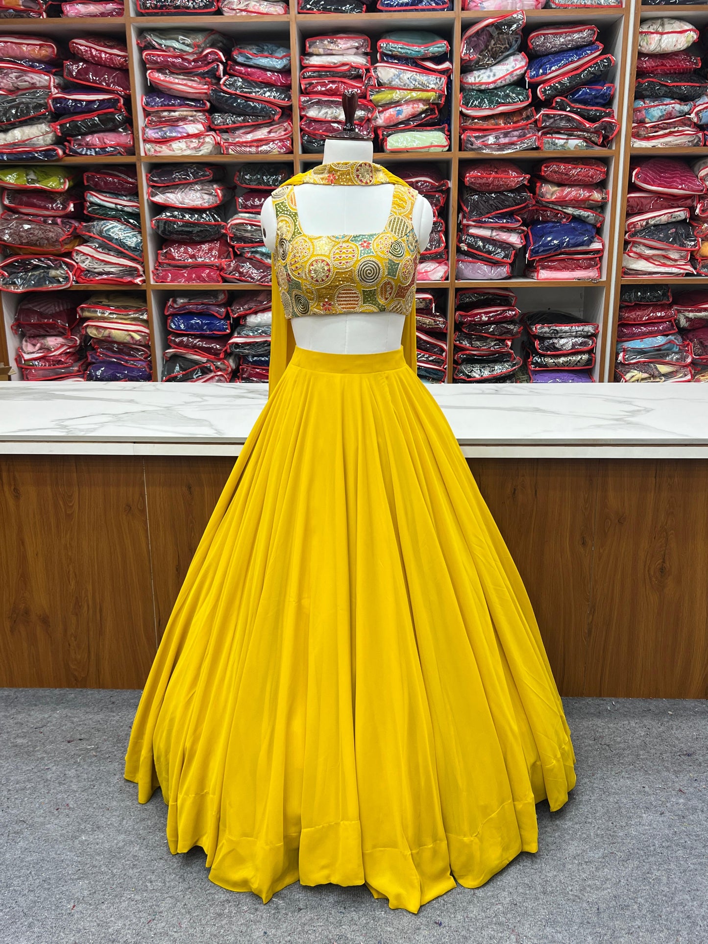 Yellow Pure Soft Fox Georgette Blooming Lehenga Choli