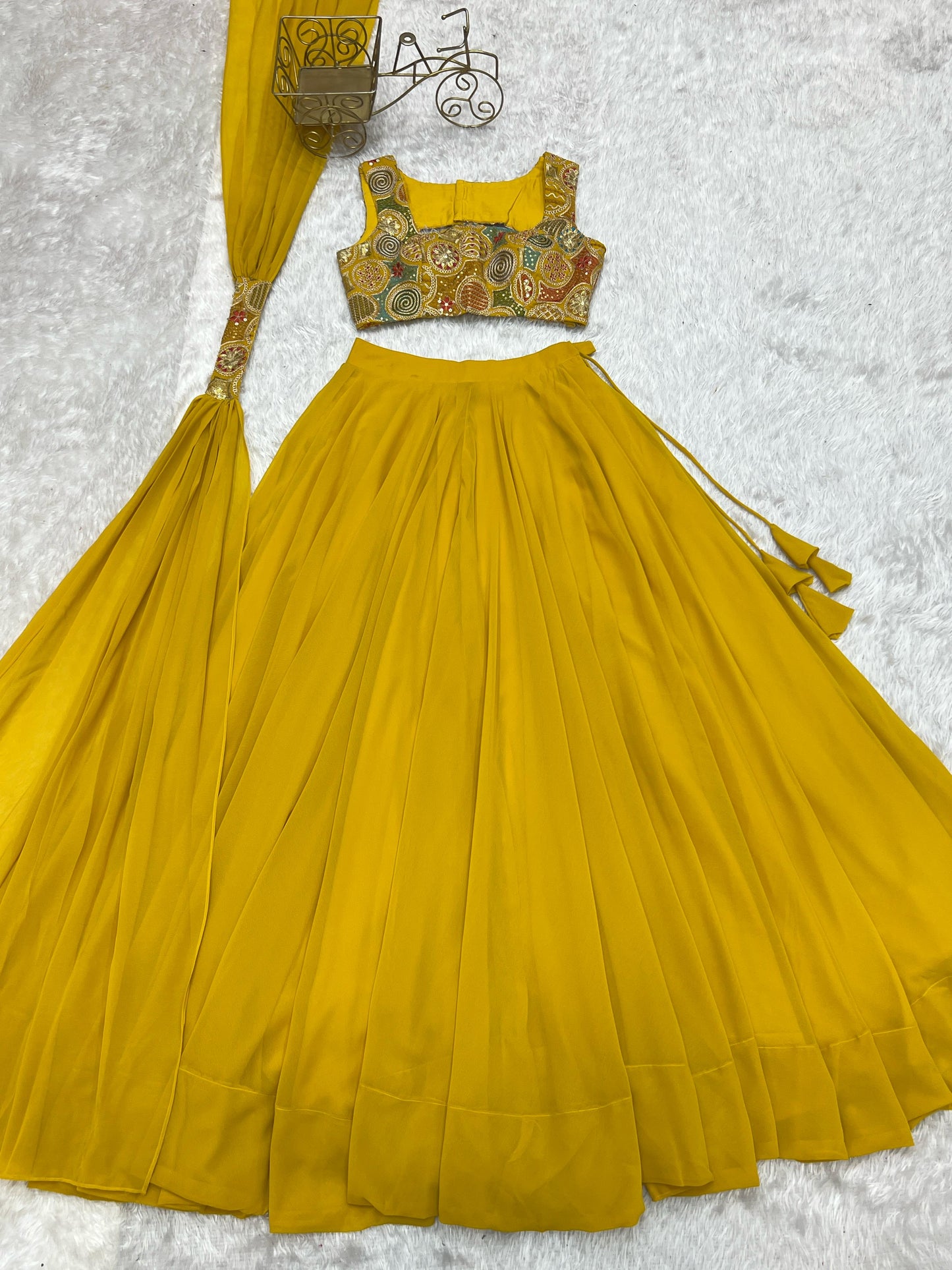 Yellow Pure Soft Fox Georgette Blooming Lehenga Choli