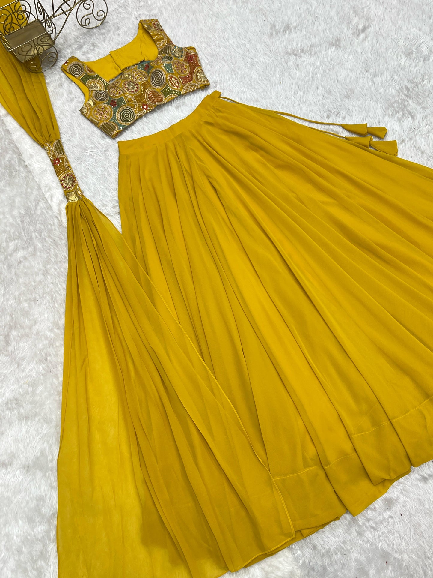 Yellow Pure Soft Fox Georgette Blooming Lehenga Choli