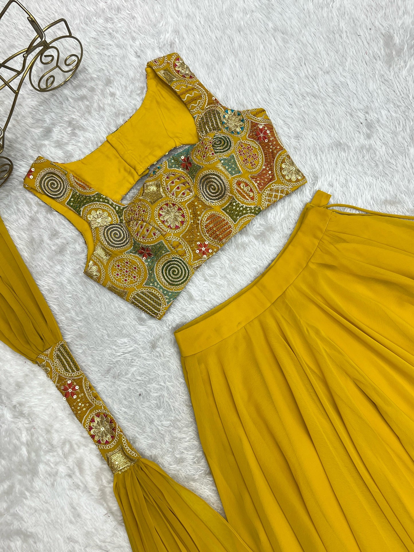 Yellow Pure Soft Fox Georgette Blooming Lehenga Choli