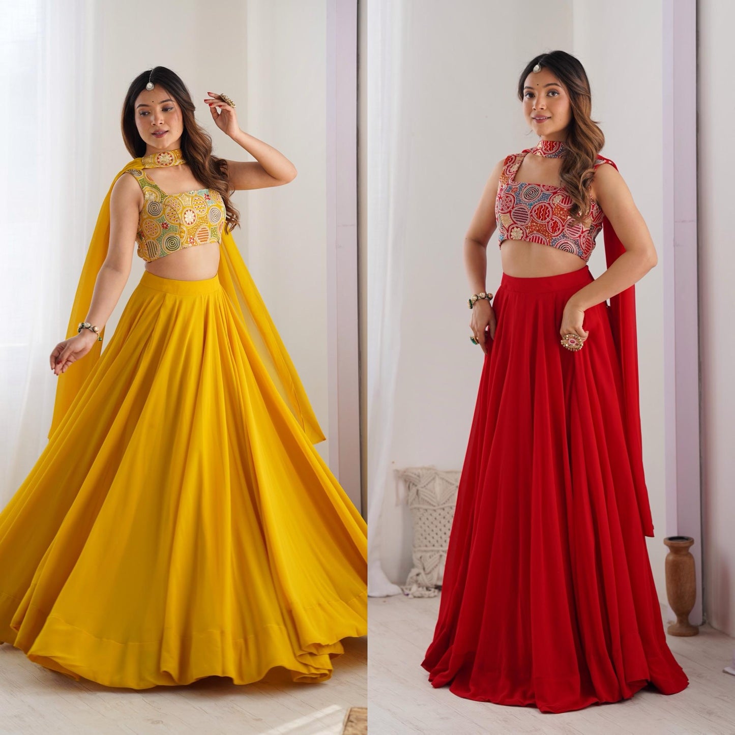 Yellow Pure Soft Fox Georgette Blooming Lehenga Choli