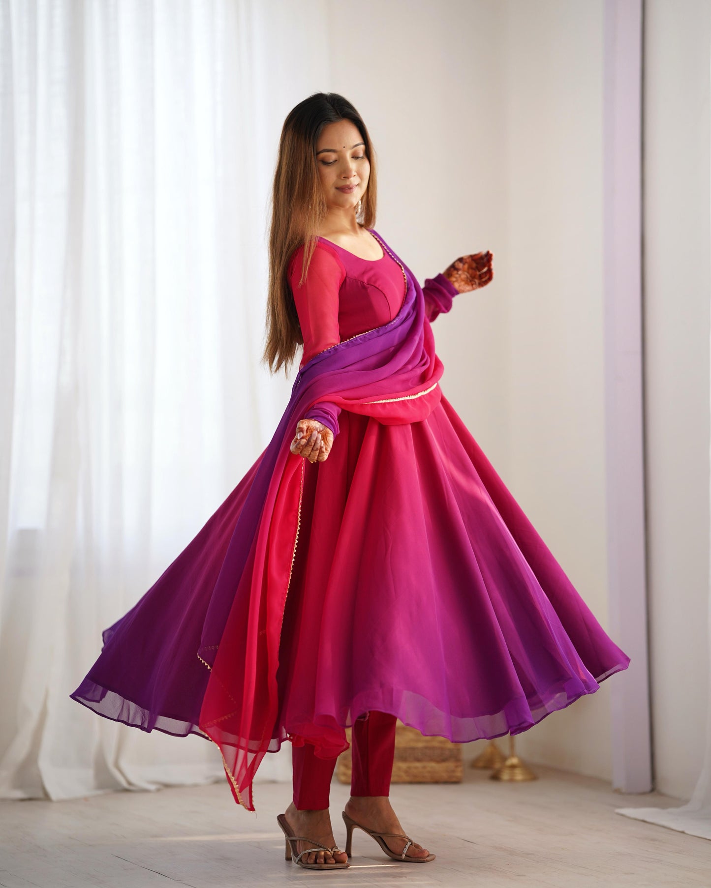 DarkPink Heavy Pure Soft Fox Georgette 3pc Kurta Set