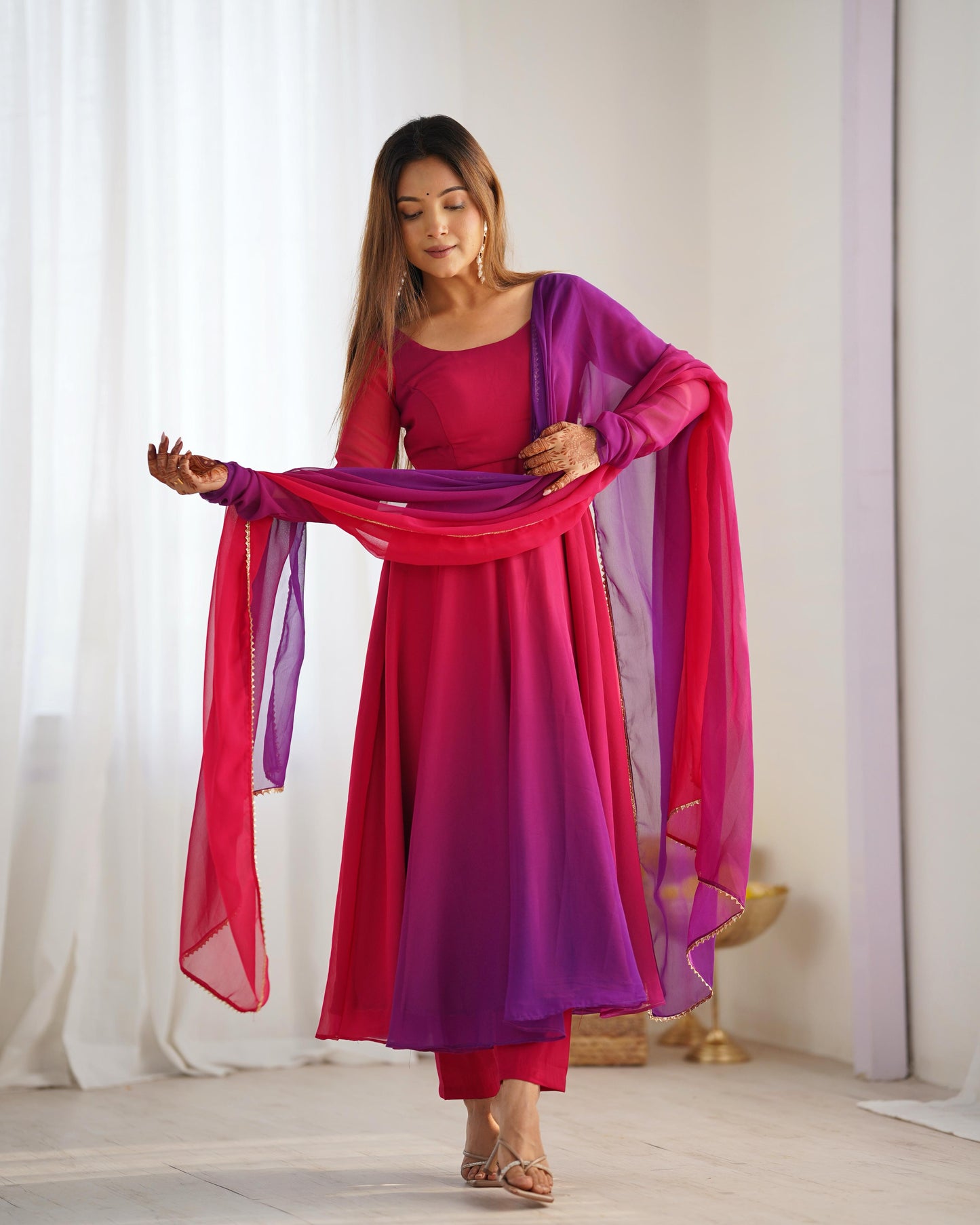 DarkPink Heavy Pure Soft Fox Georgette 3pc Kurta Set