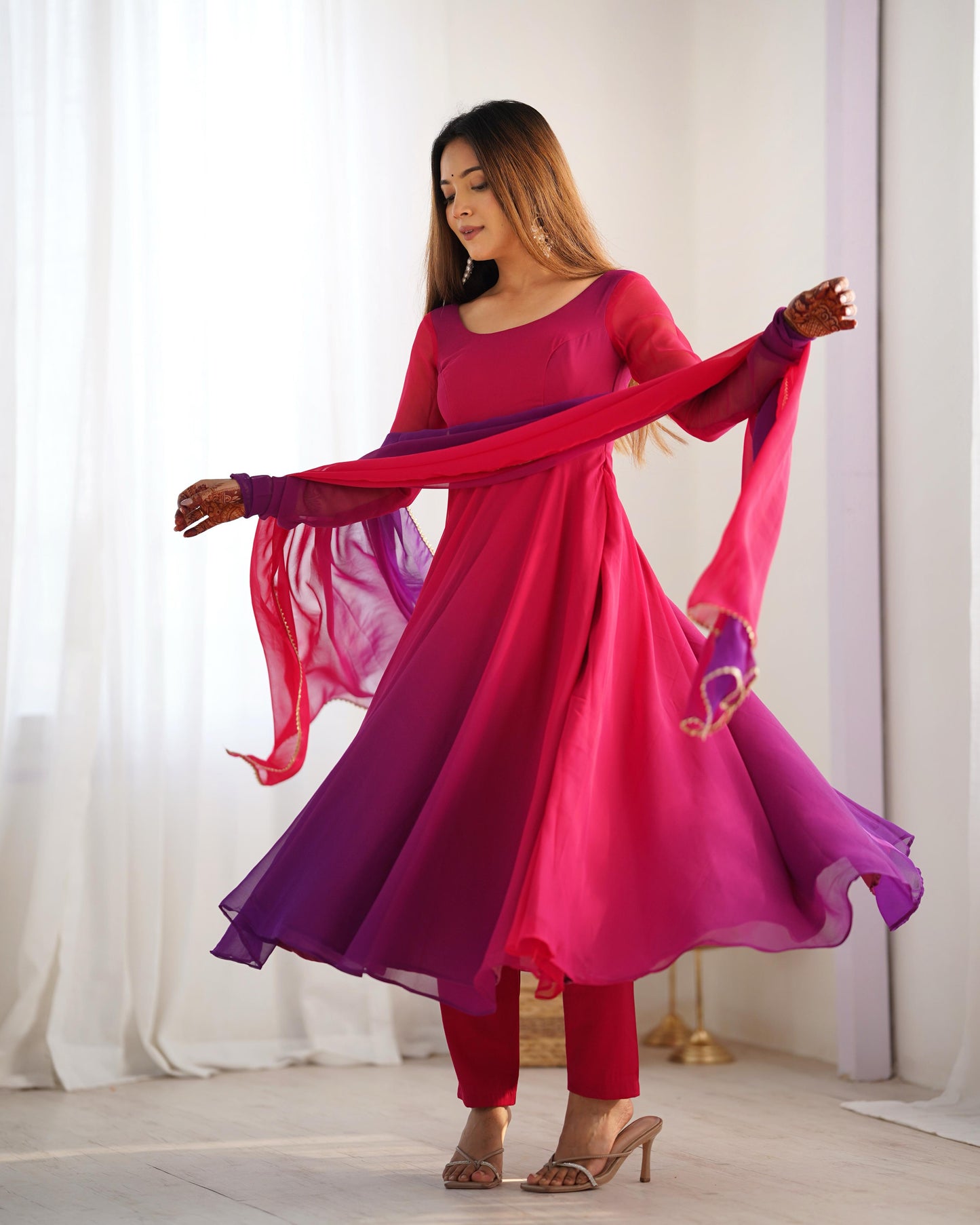 DarkPink Heavy Pure Soft Fox Georgette 3pc Kurta Set