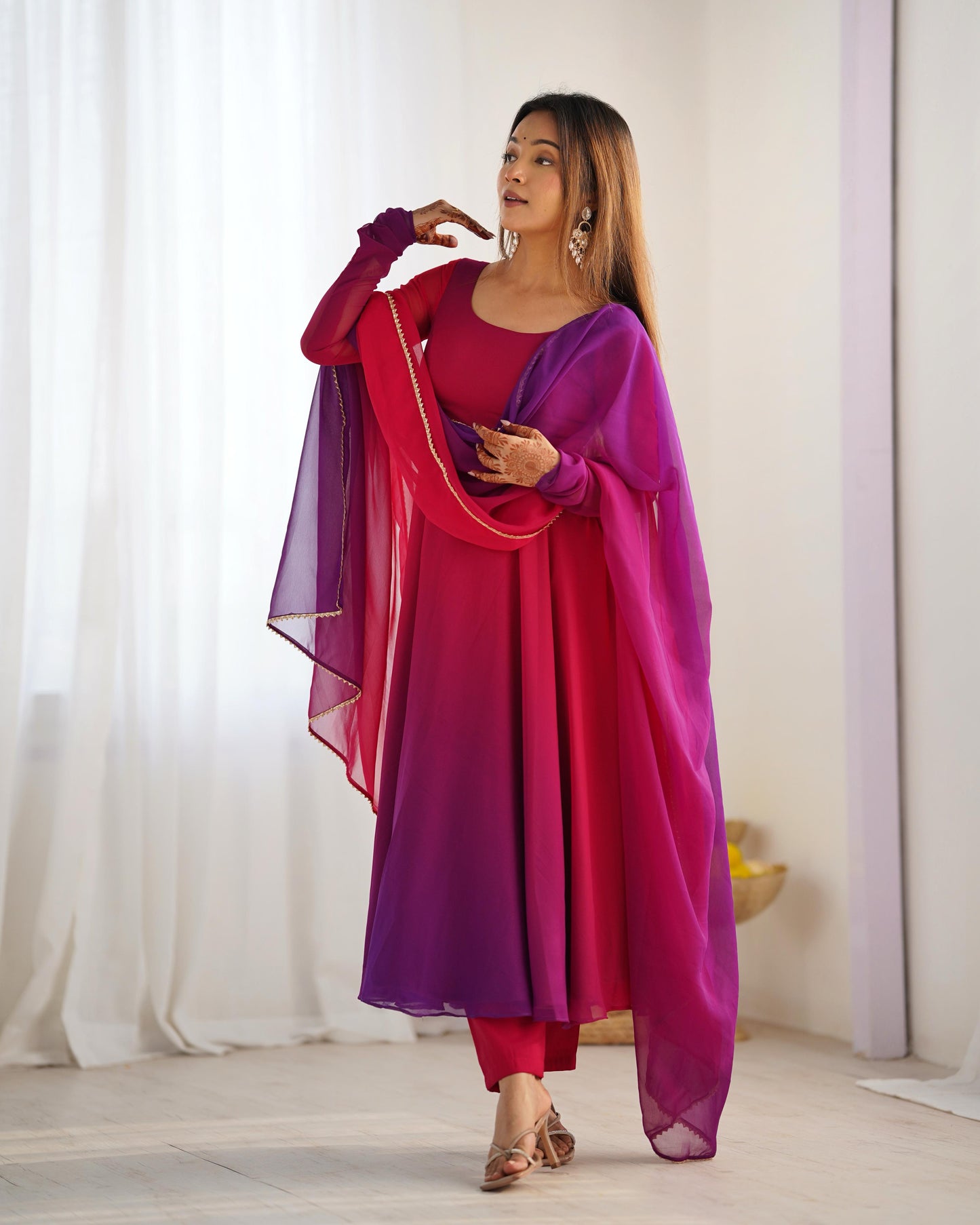 DarkPink Heavy Pure Soft Fox Georgette 3pc Kurta Set