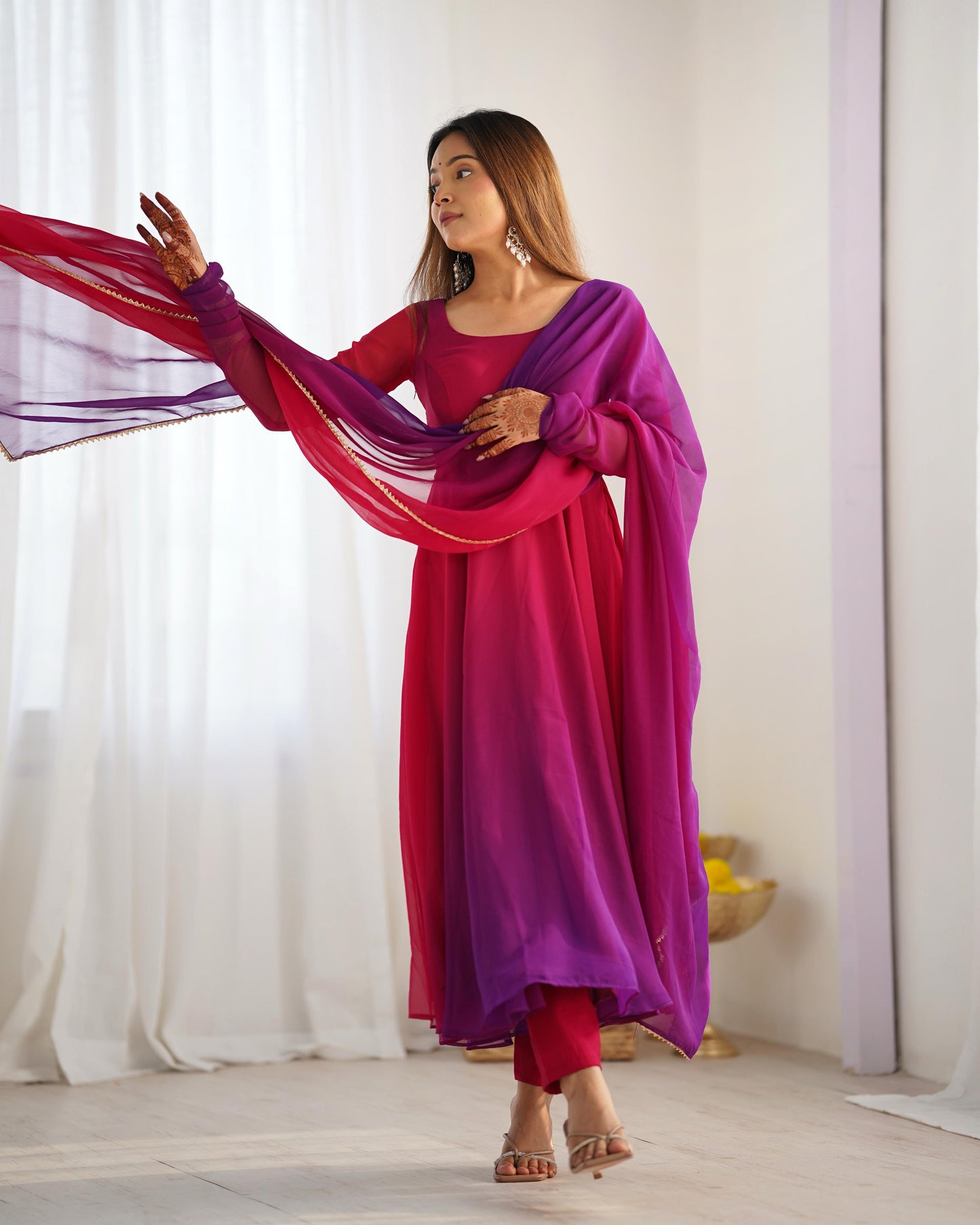 DarkPink Heavy Pure Soft Fox Georgette 3pc Kurta Set