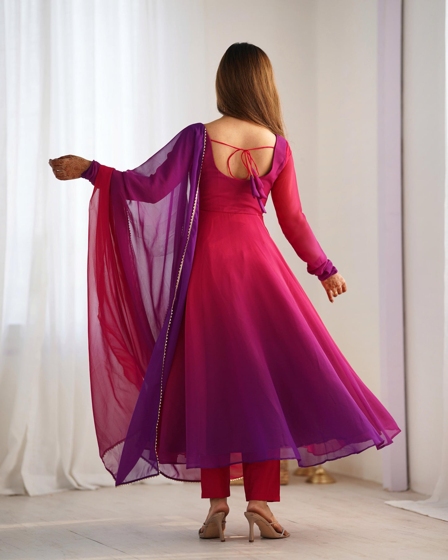 DarkPink Heavy Pure Soft Fox Georgette 3pc Kurta Set