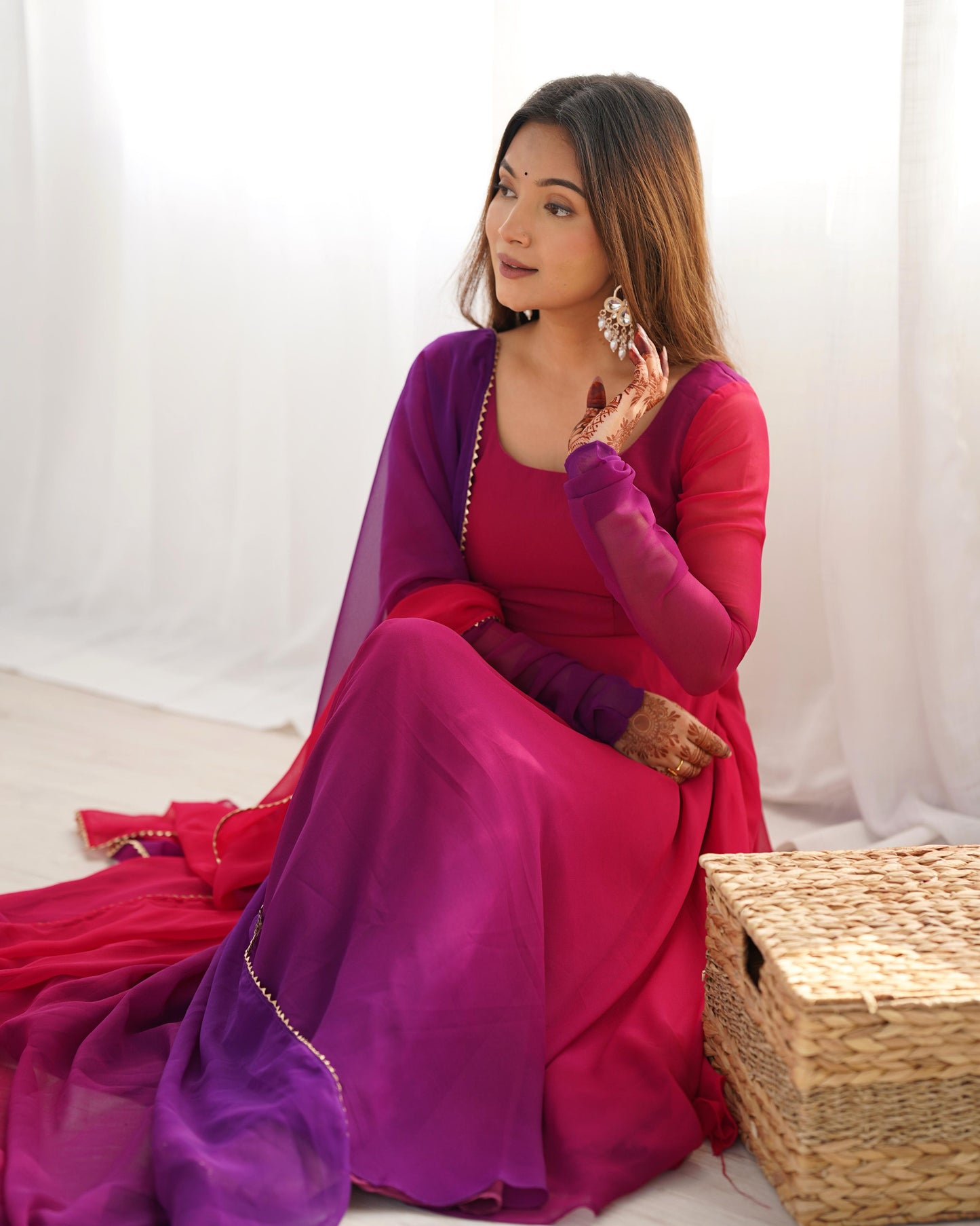 DarkPink Heavy Pure Soft Fox Georgette 3pc Kurta Set