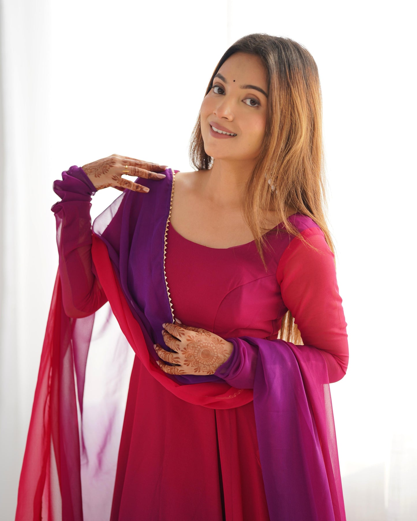 DarkPink Heavy Pure Soft Fox Georgette 3pc Kurta Set