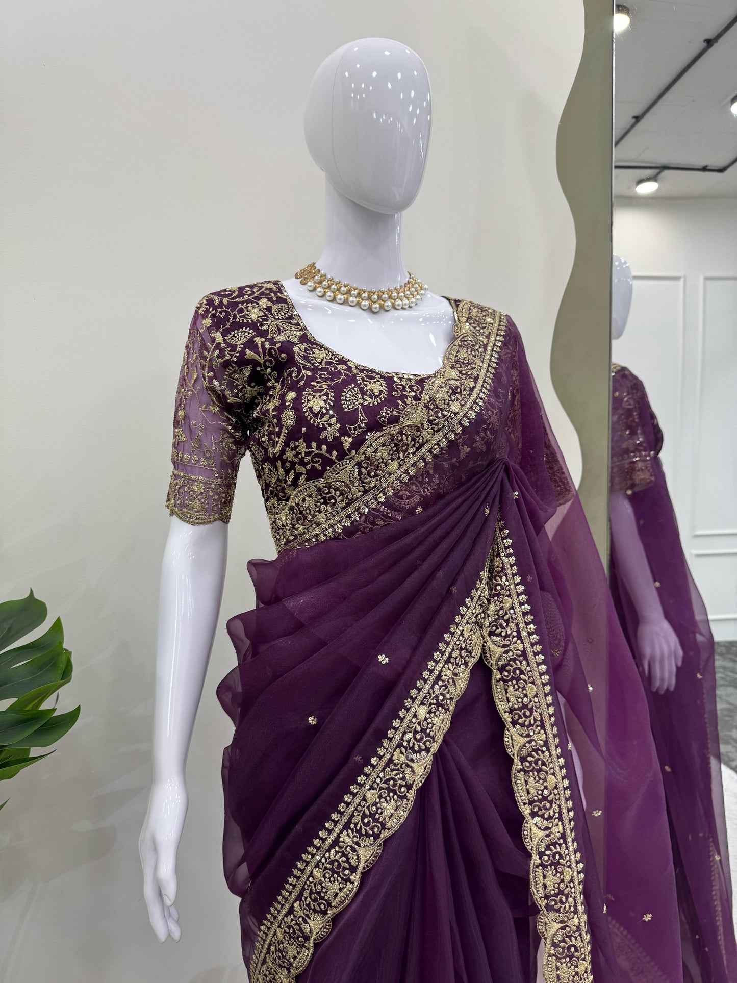 Wine Heavy Organza Silk