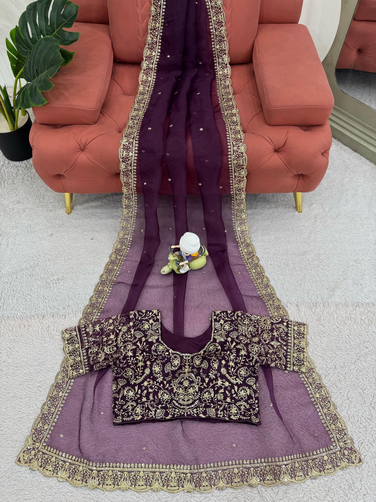 Wine Heavy Organza Silk