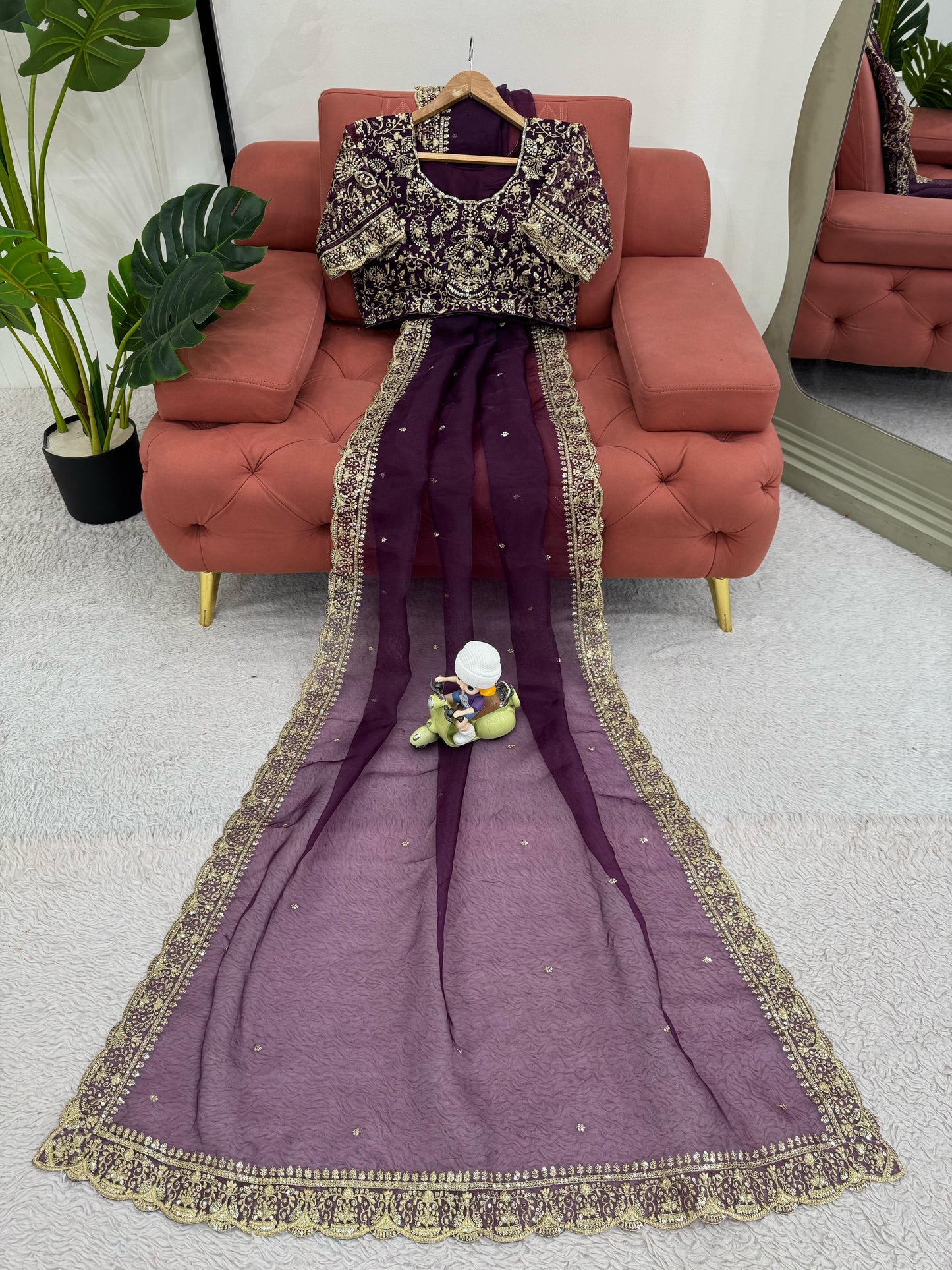 Wine Heavy Organza Silk