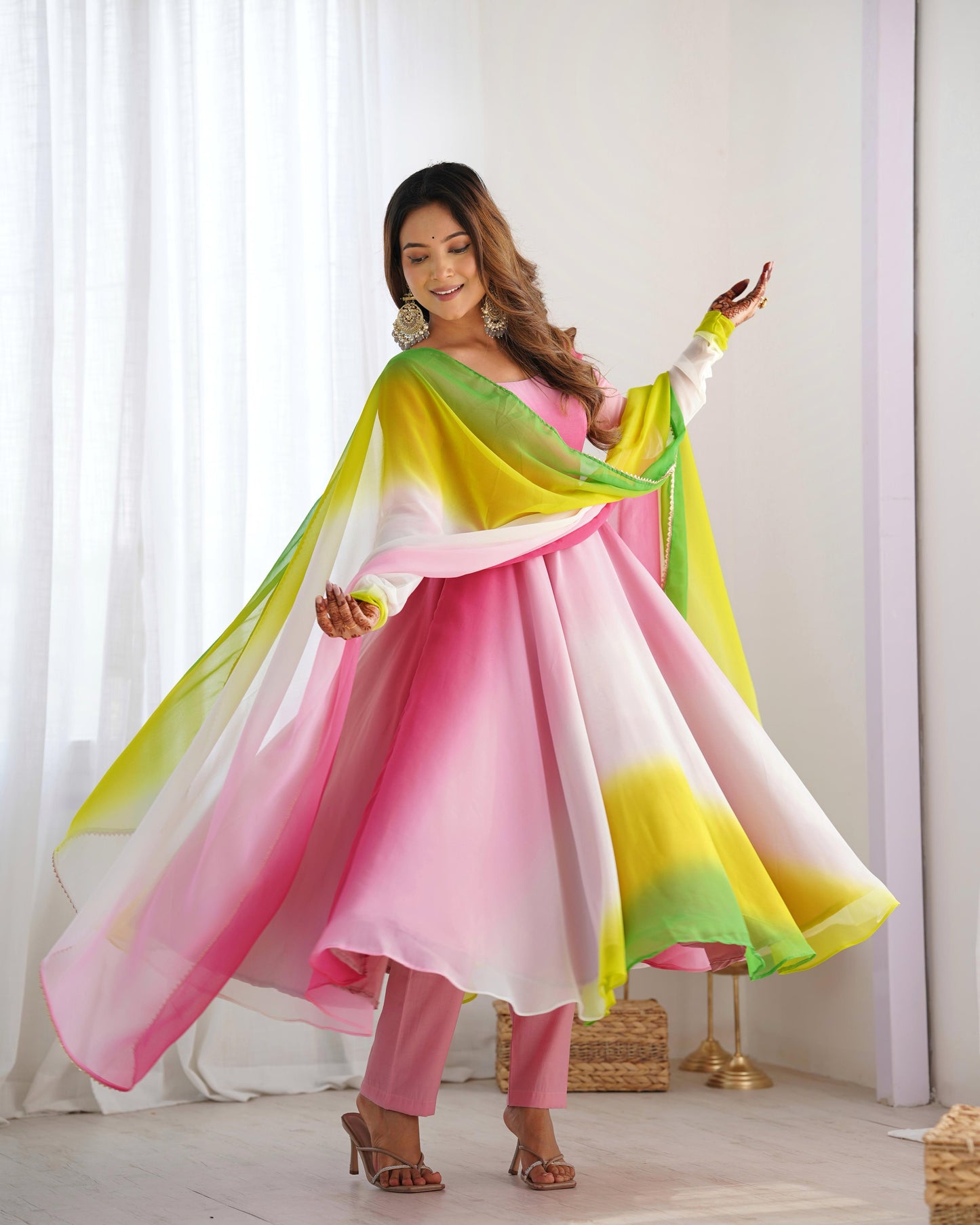 Multicolor Heavy Pure Soft Fox Georgette 3pc Kurta Set