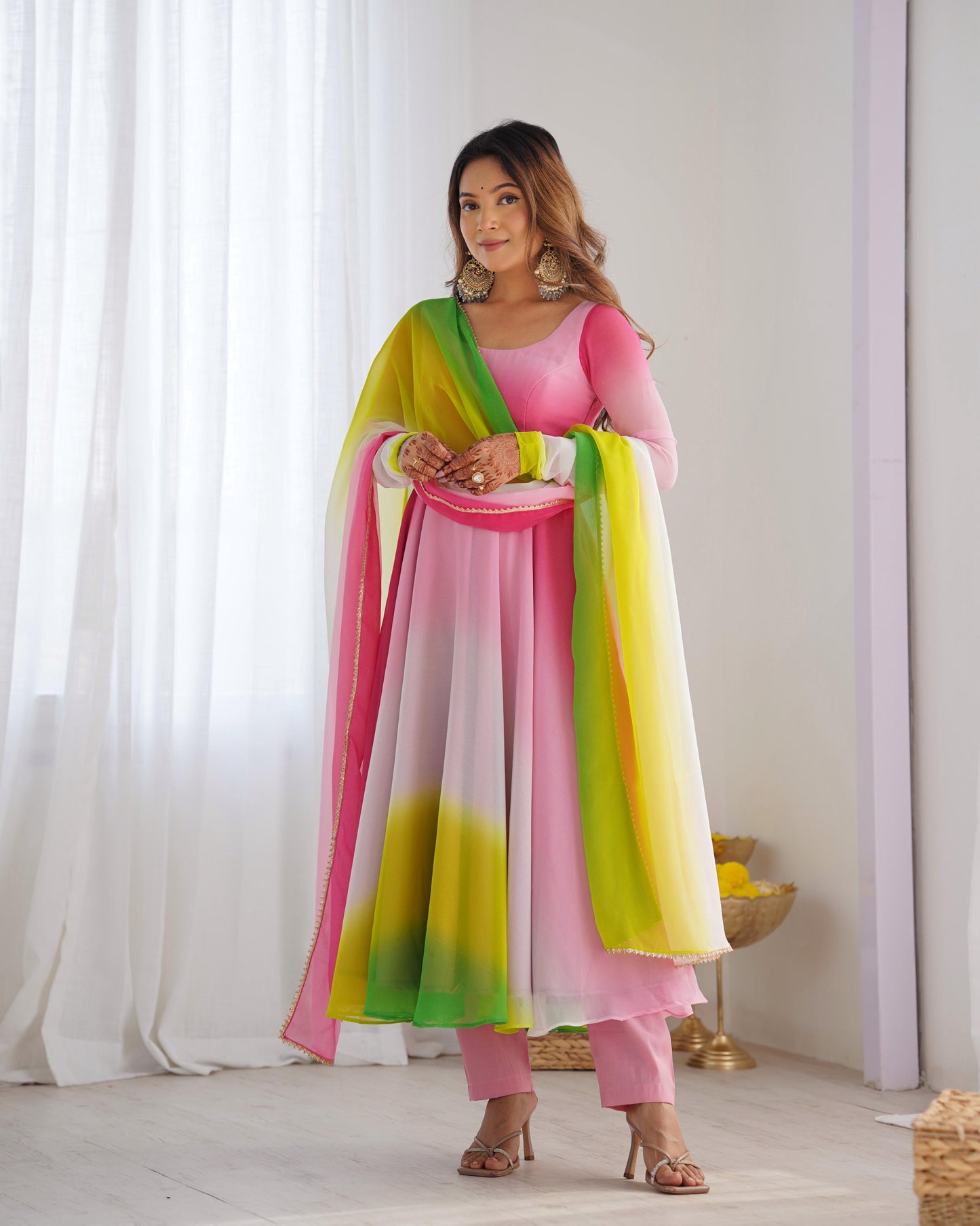 Multicolor Heavy Pure Soft Fox Georgette 3pc Kurta Set