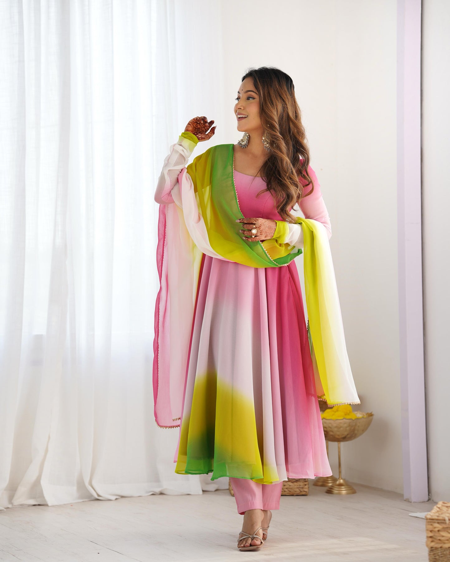 Multicolor Heavy Pure Soft Fox Georgette 3pc Kurta Set