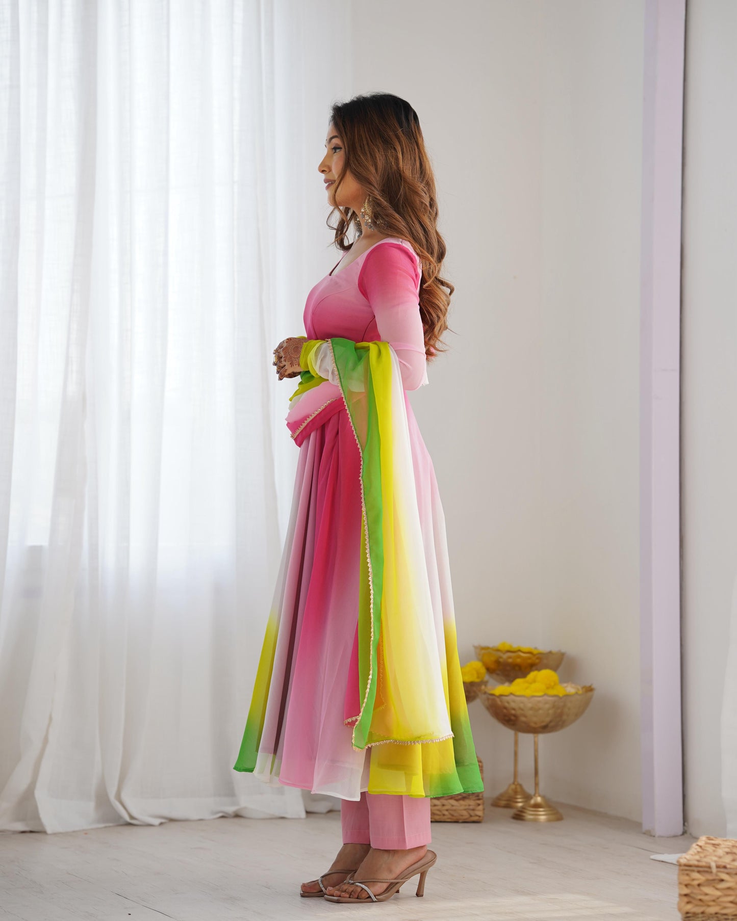 Multicolor Heavy Pure Soft Fox Georgette 3pc Kurta Set