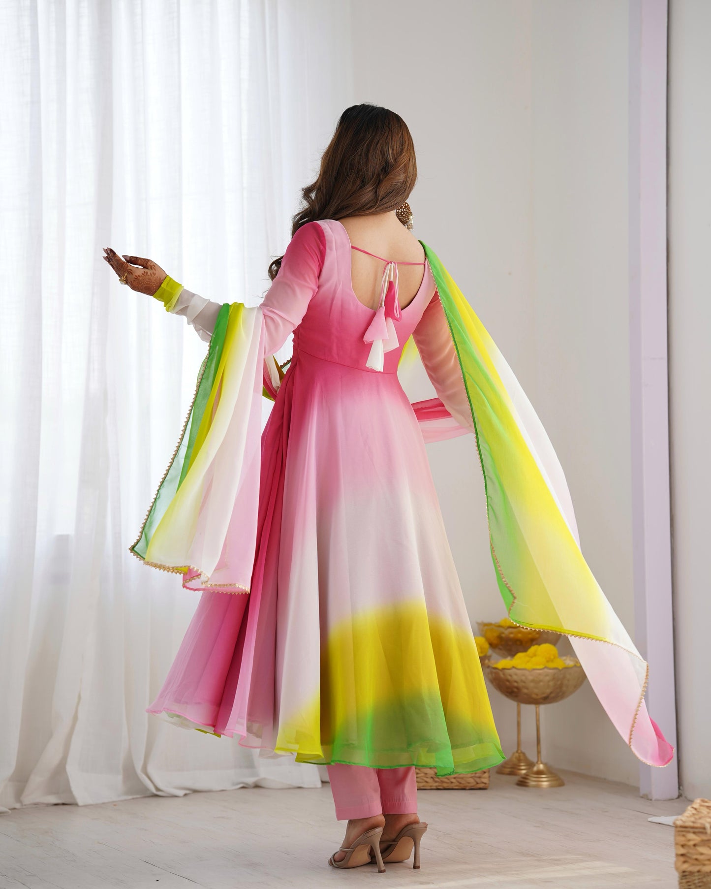 Multicolor Heavy Pure Soft Fox Georgette 3pc Kurta Set