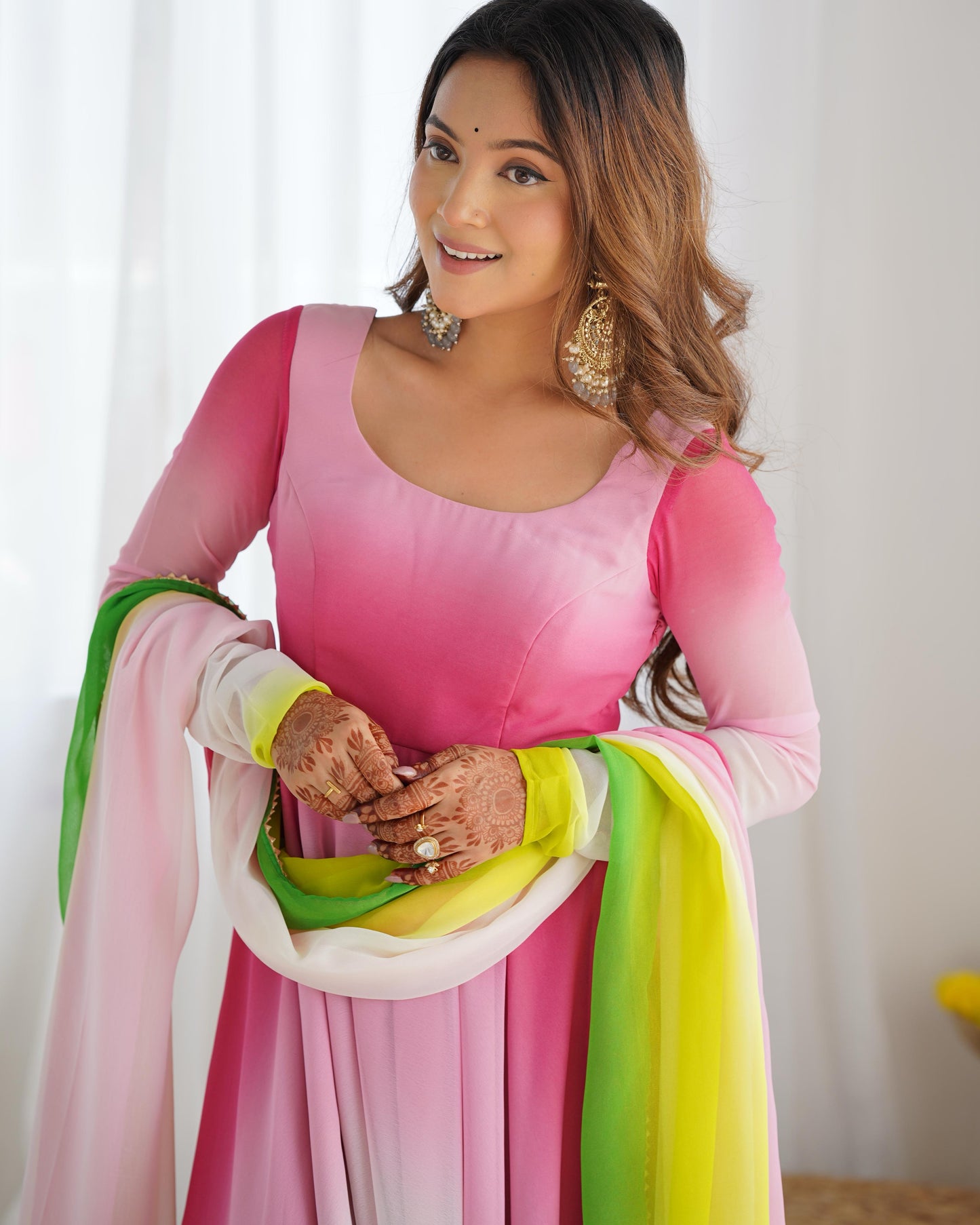 Multicolor Heavy Pure Soft Fox Georgette 3pc Kurta Set