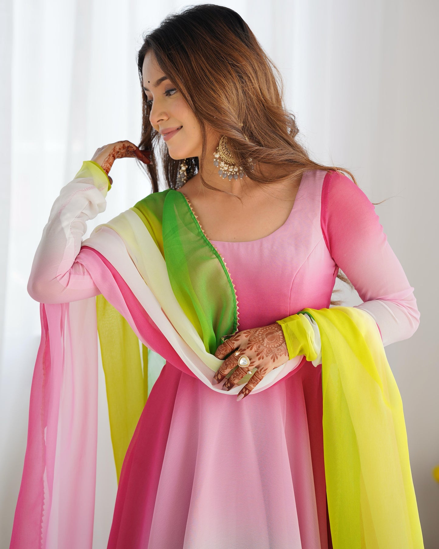 Multicolor Heavy Pure Soft Fox Georgette 3pc Kurta Set