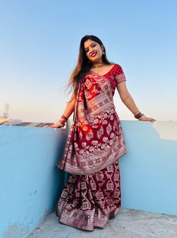 Pure Soft Kolkata Ajrakh Viscose Patola Silk Saree