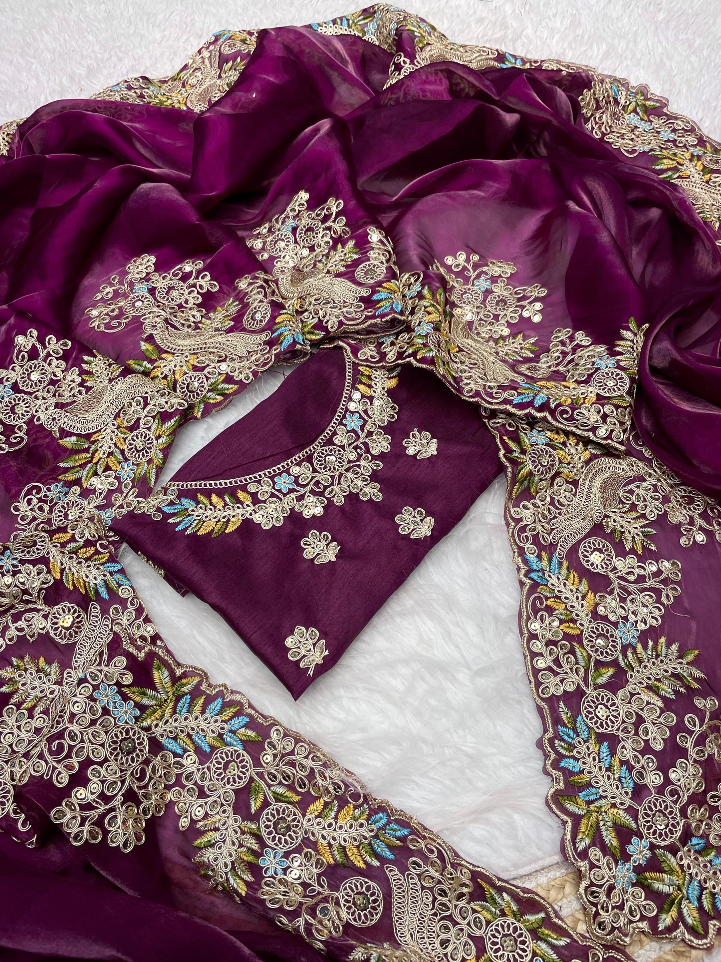 Soft Jimmy Cho Coding & Sequins Work Saree