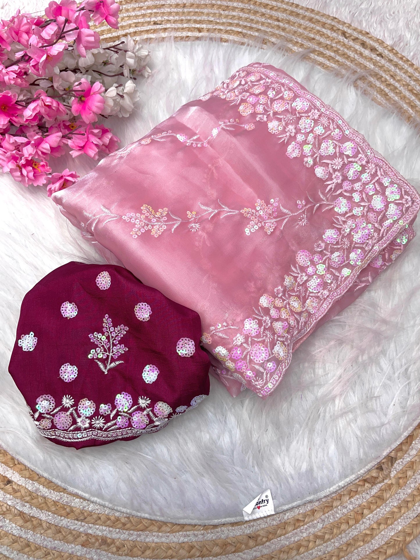 Zimmy Choo Satin With Aarco Border Saree