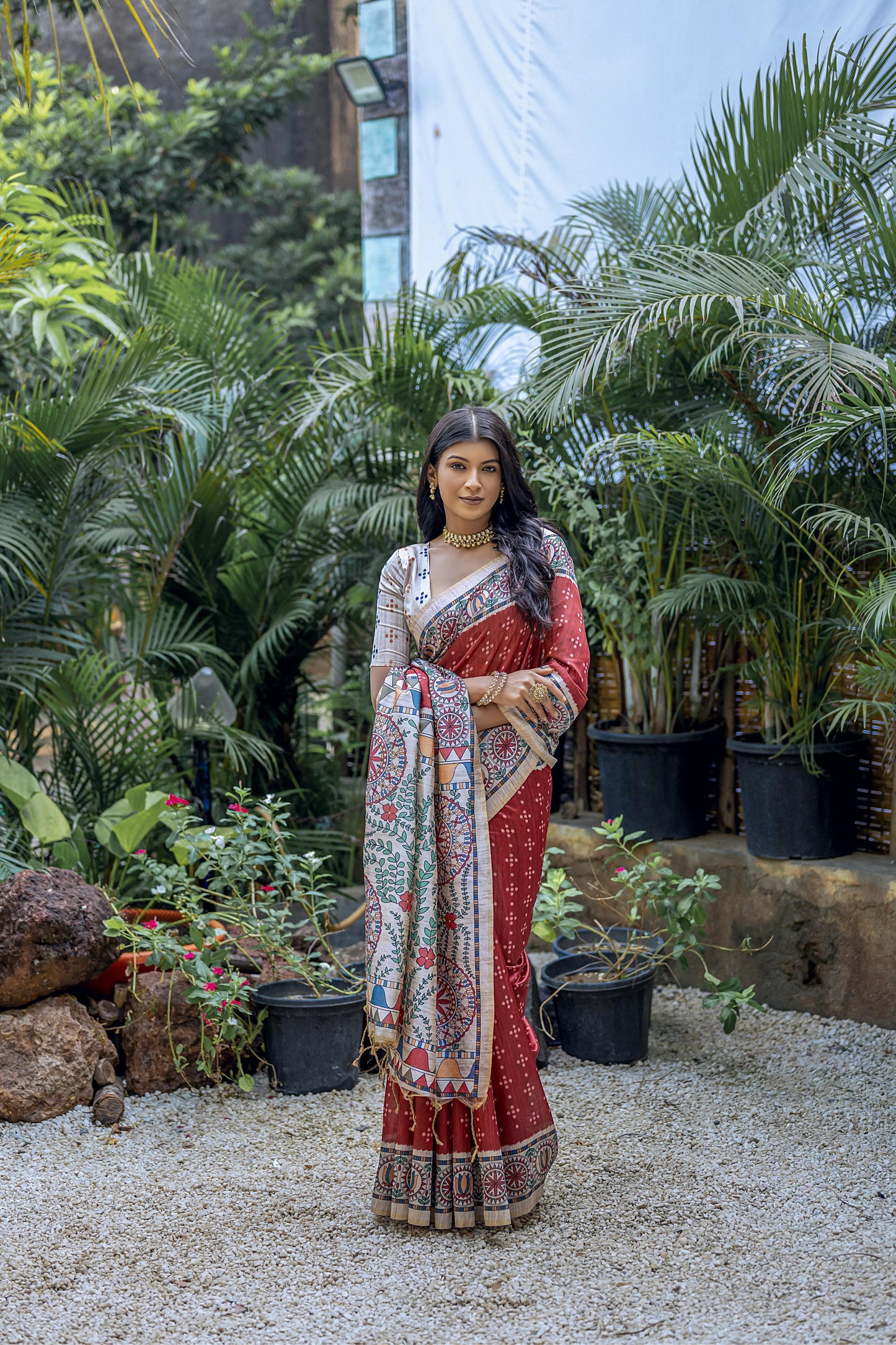 Soft Tussar Silk With Madhubani Print Saree