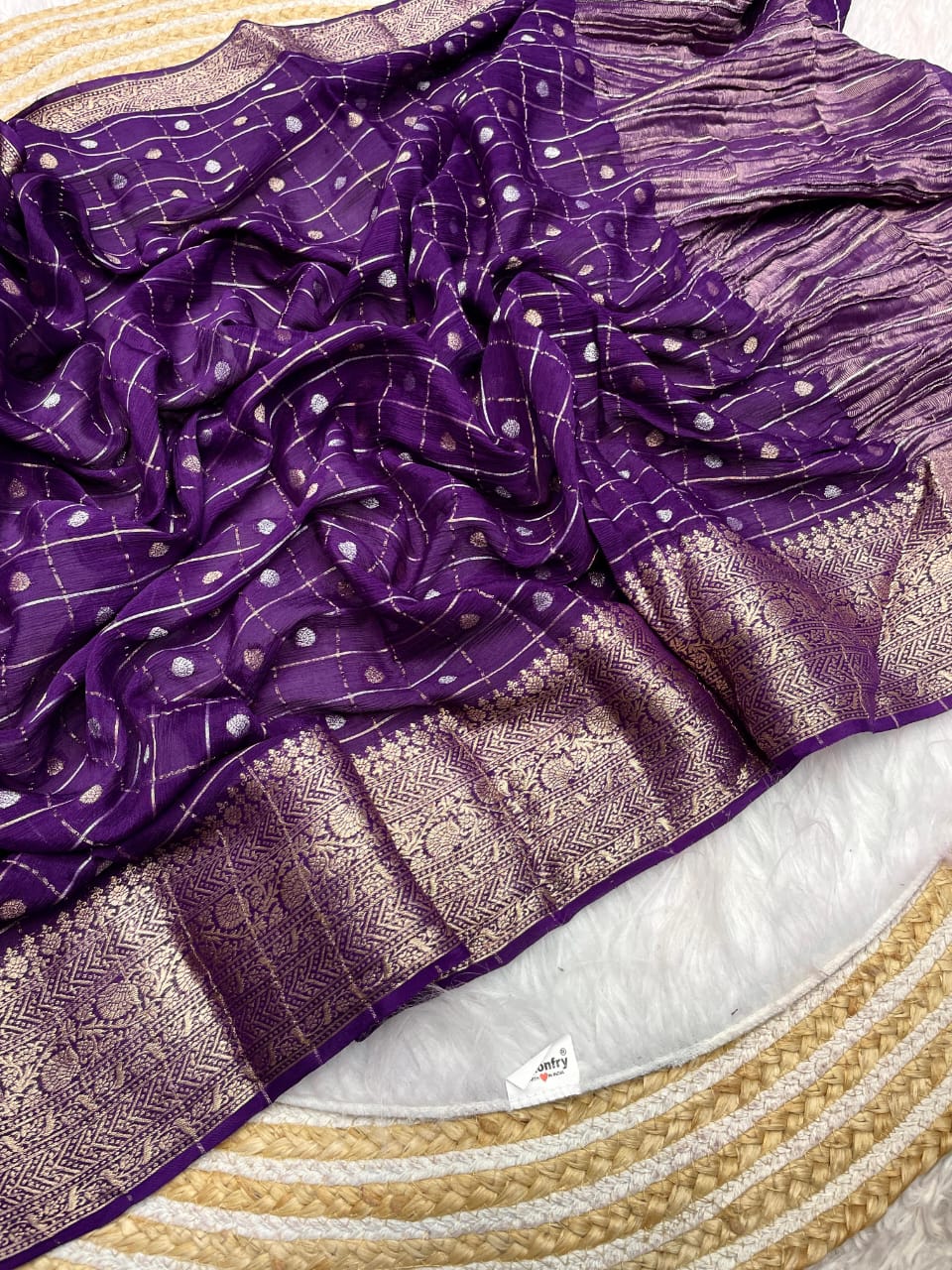 Pure Softn Chinon Chiffon Silk Weaving Saree