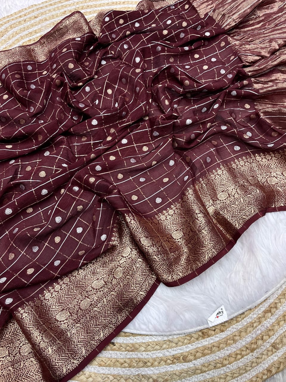 Pure Softn Chinon Chiffon Silk Weaving Saree